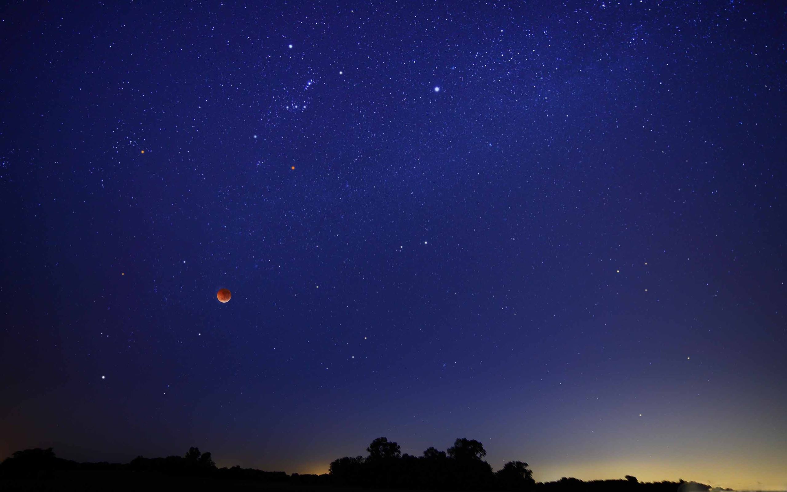 Starry Sky And Full Moon MacBook Air Wallpaper Download