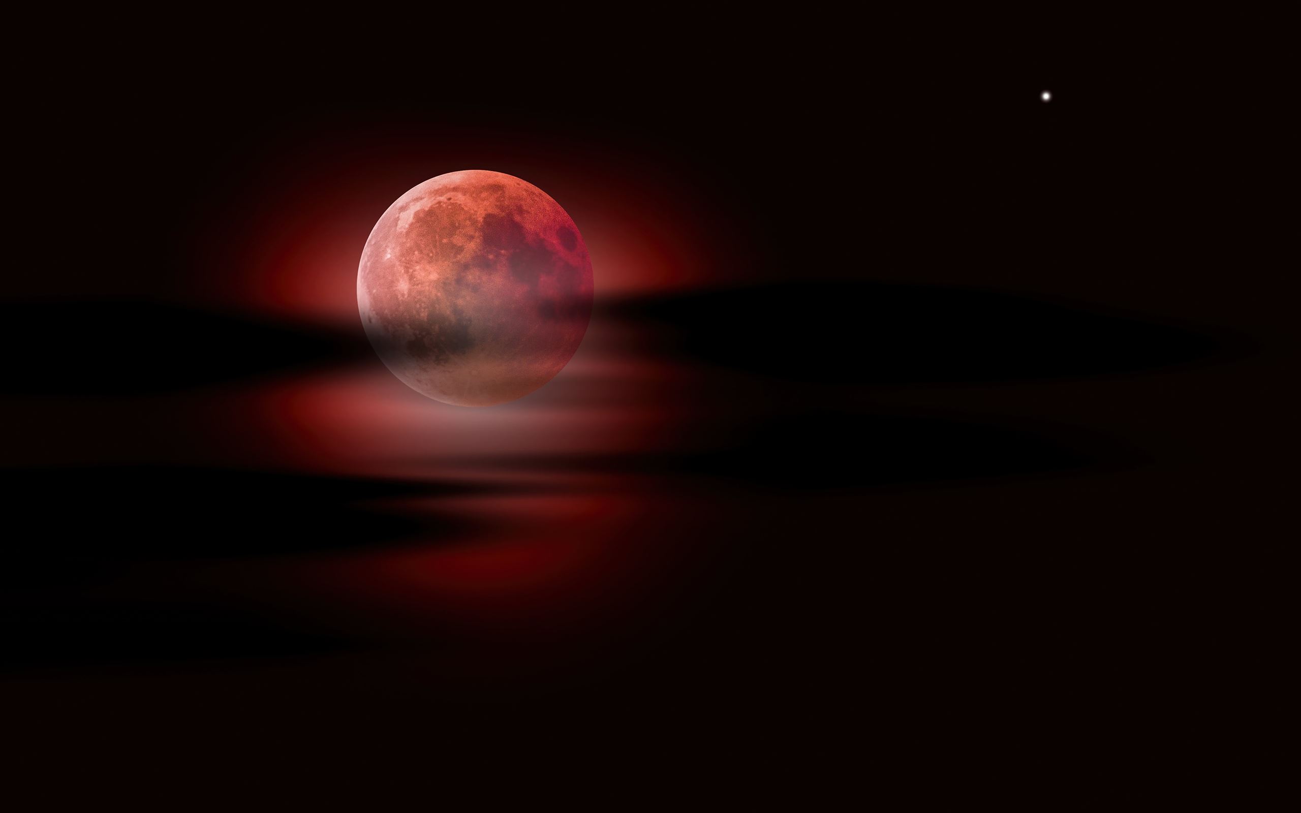 moon clouds night sky red moon 5k MacBook Air Wallpaper Download