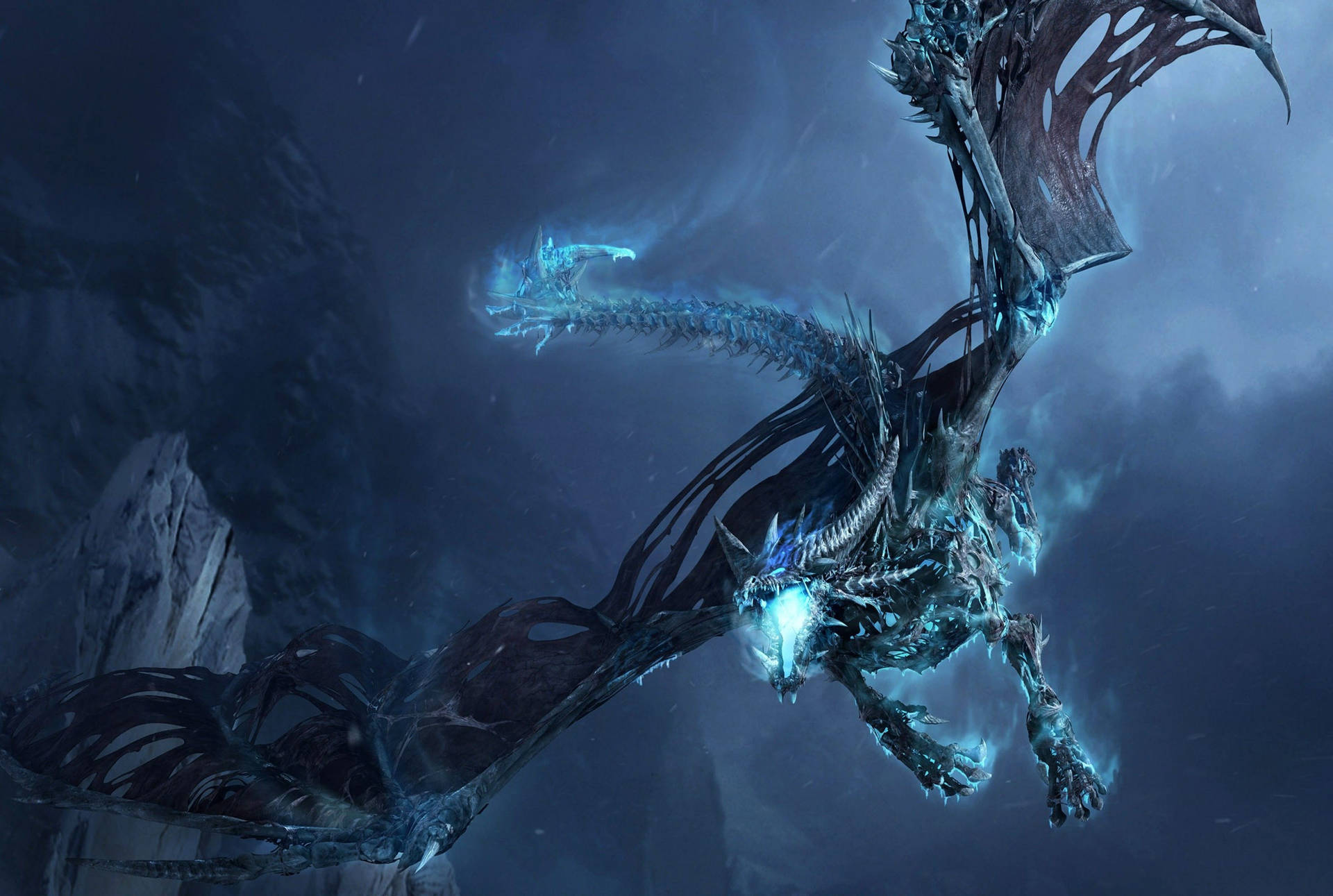 Download Admire the Mystical Beauty of this Blue Dragon Wallpaper