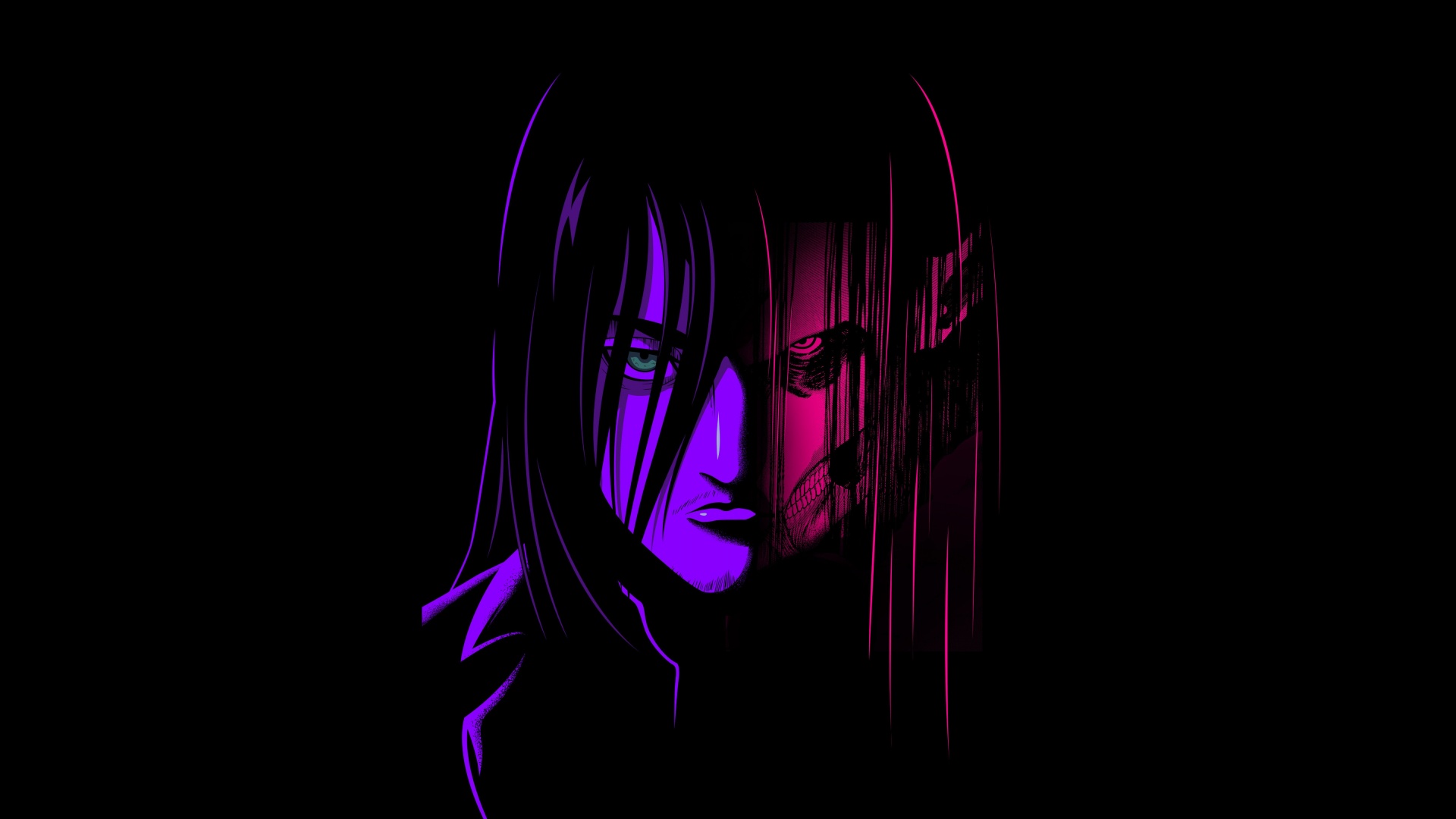Eren Yeager Wallpaper 4K, Neon art, Aesthetic anime