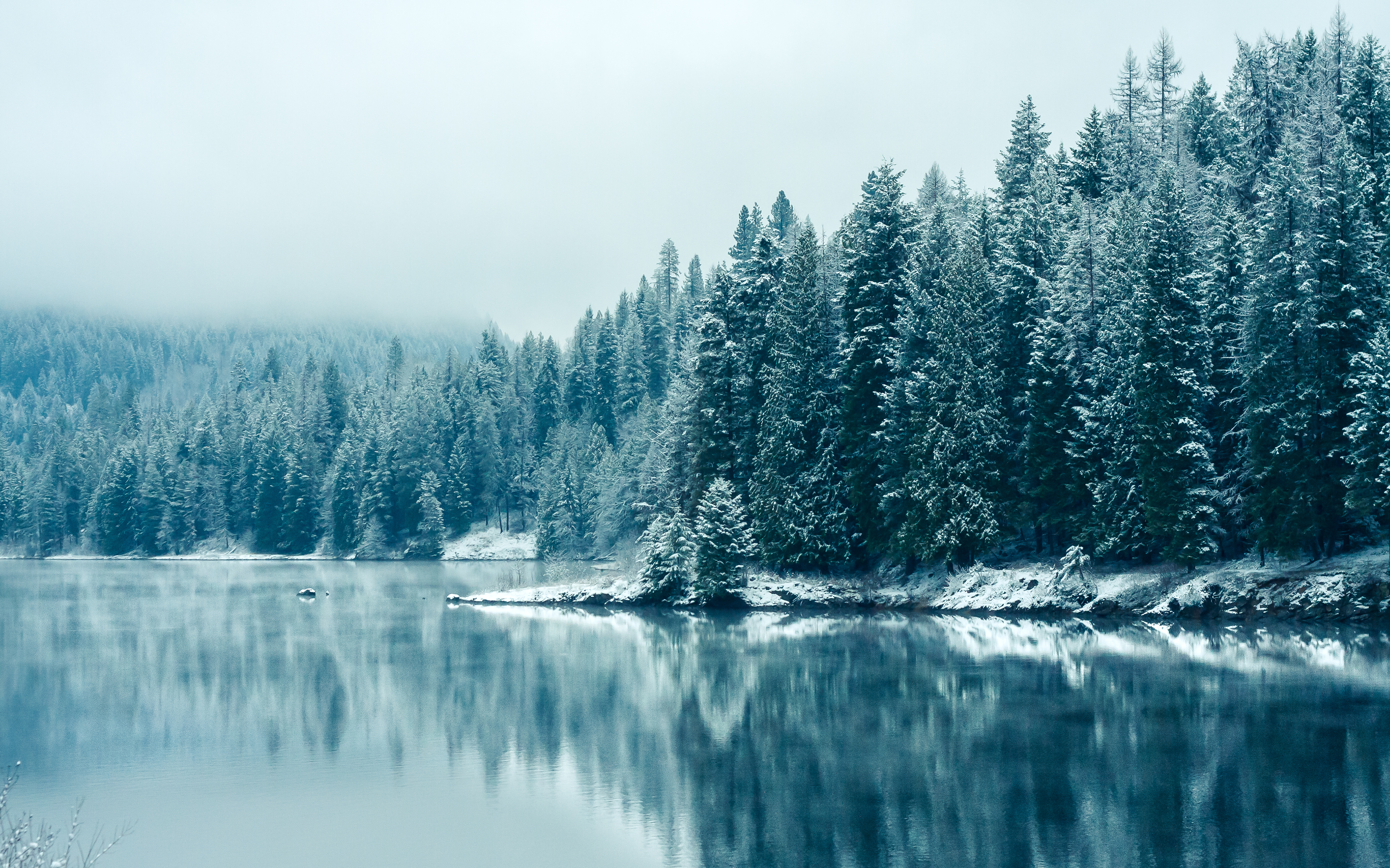 Kootenay River Wallpaper 4K, Snowfall, British Columbia