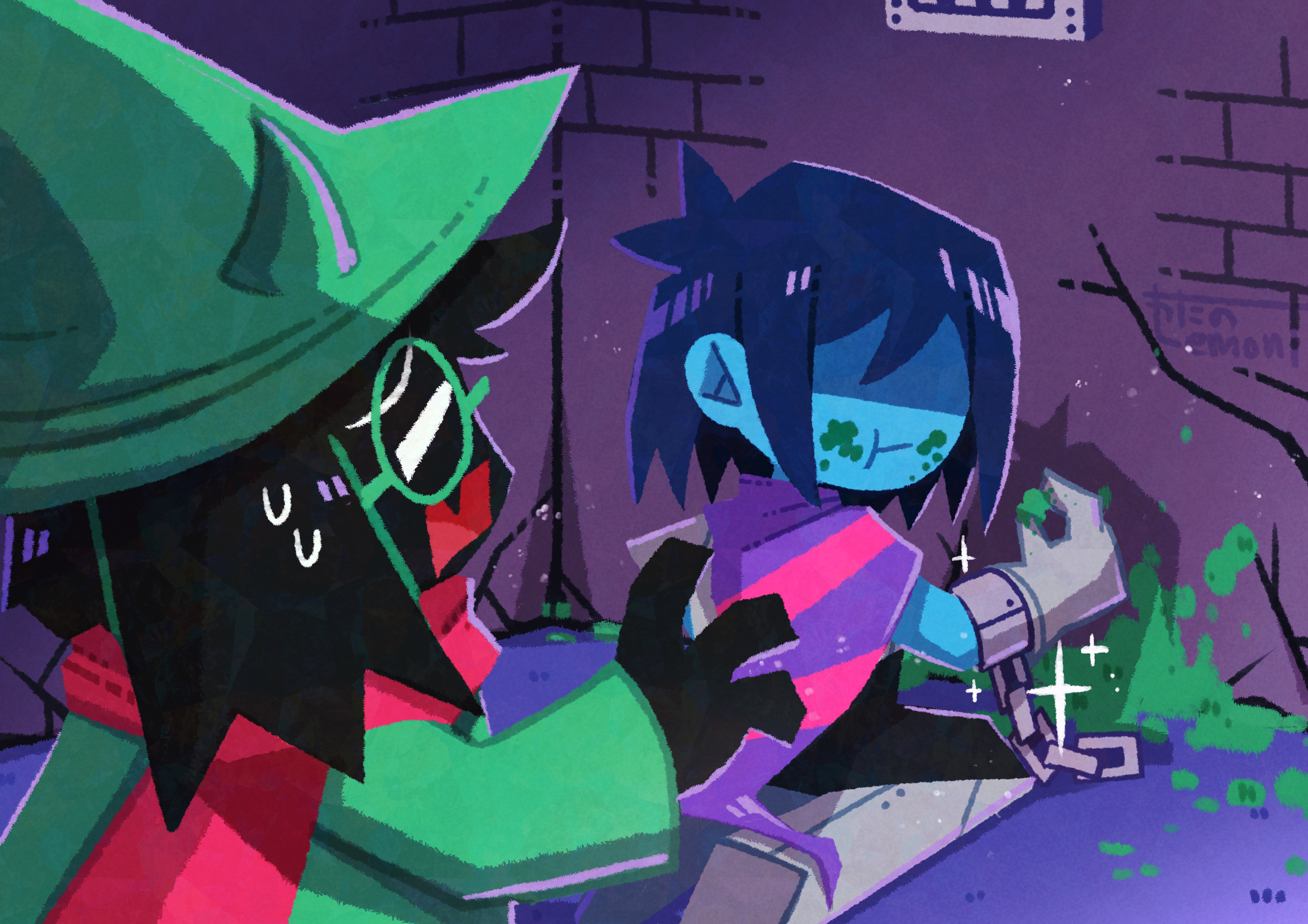 Deltarune Duo: Kris & Ralsei 4K Ultra HD Video Game Wallpaper by 綿野レモンT