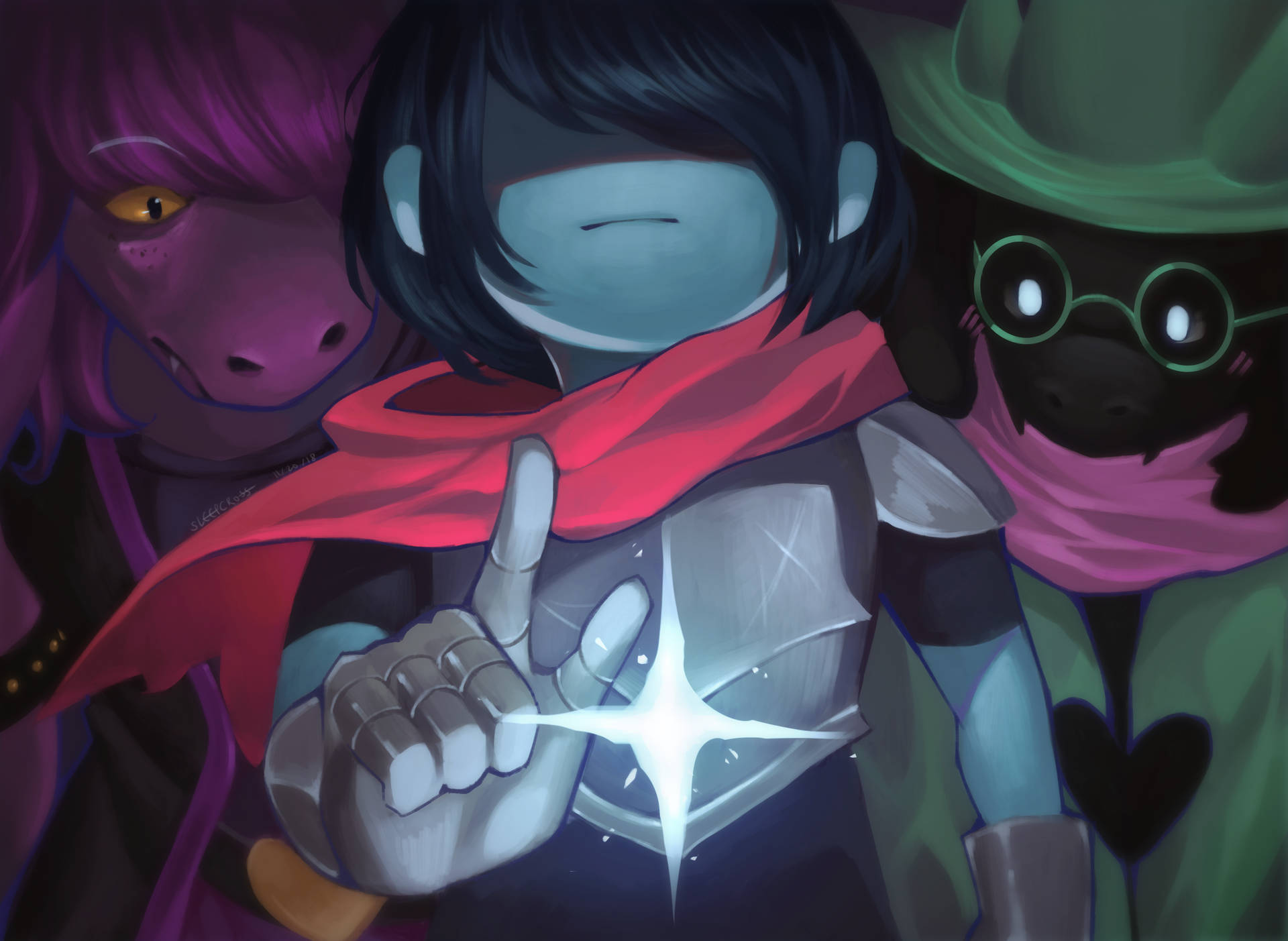 Download Kris of the game Deltarune making a daring escape Wallpaper