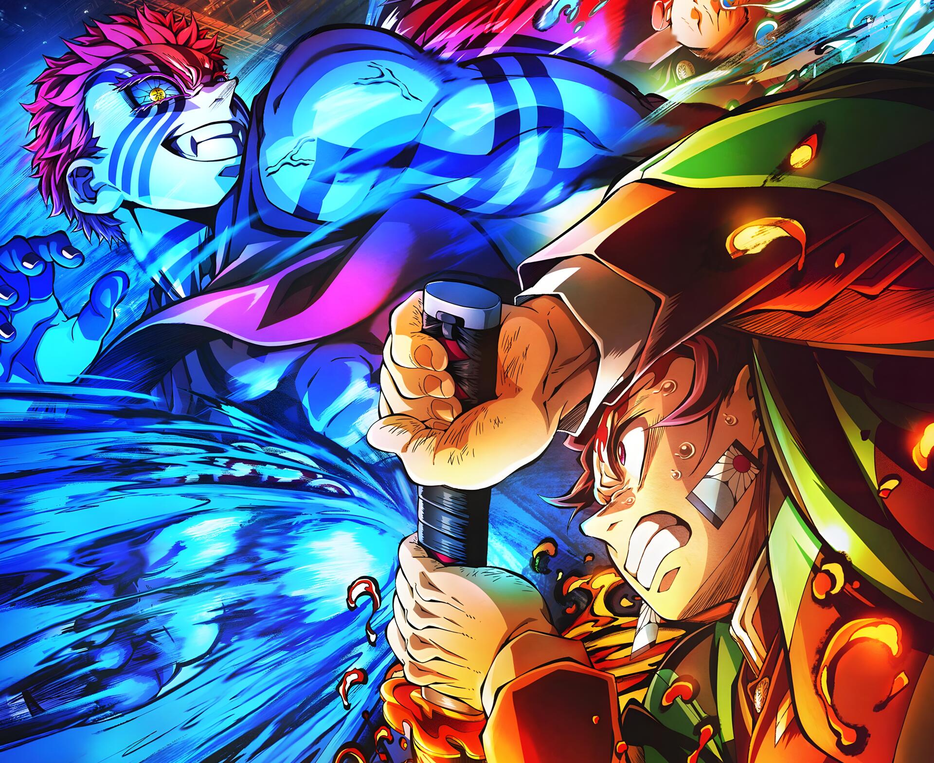 Demon Slayer 4K Epic Showdown: Tanjiro vs Akaza Castle Battle