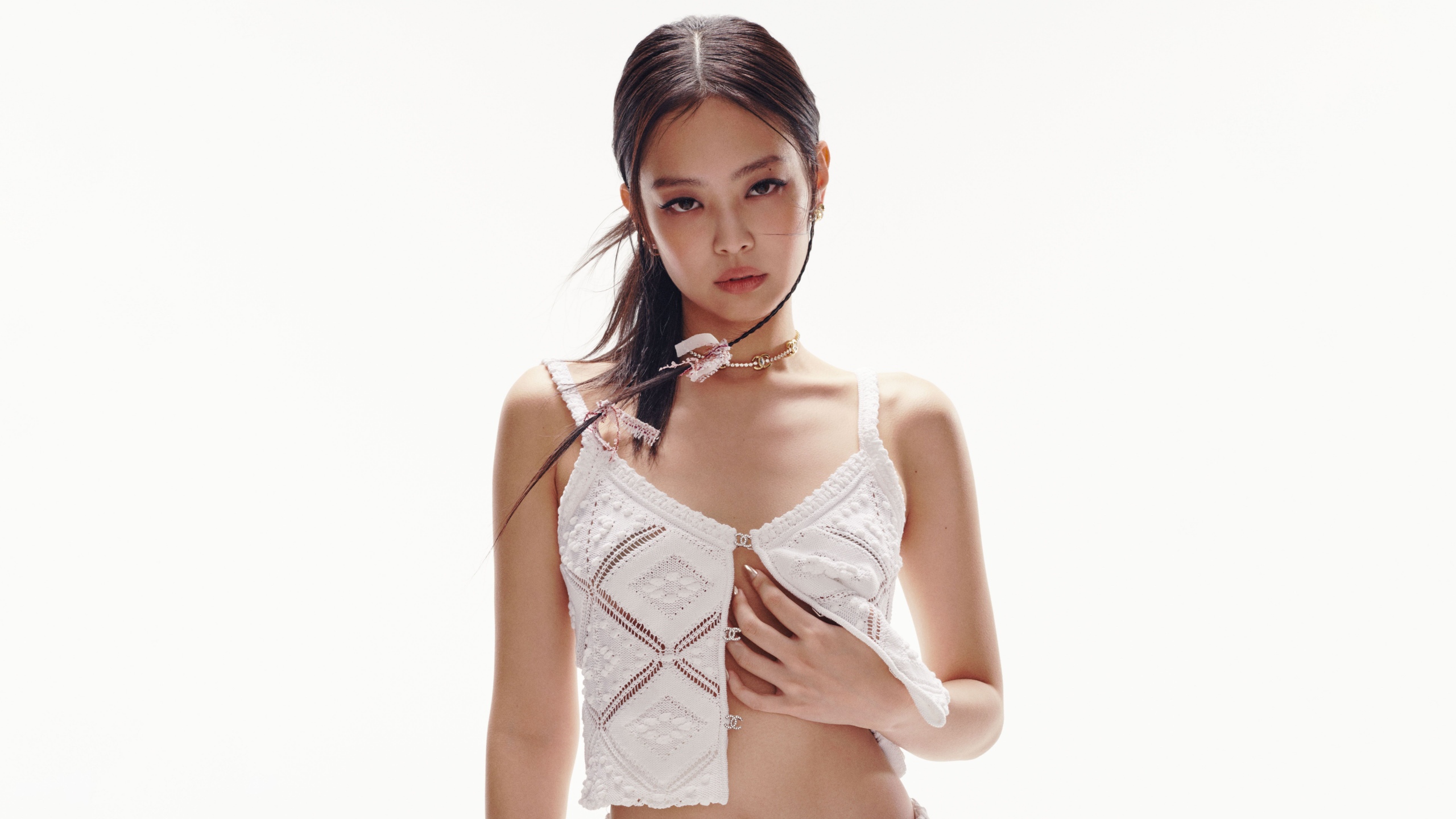 Jennie Wallpaper 4K, White aesthetic, Photohoot, 5K