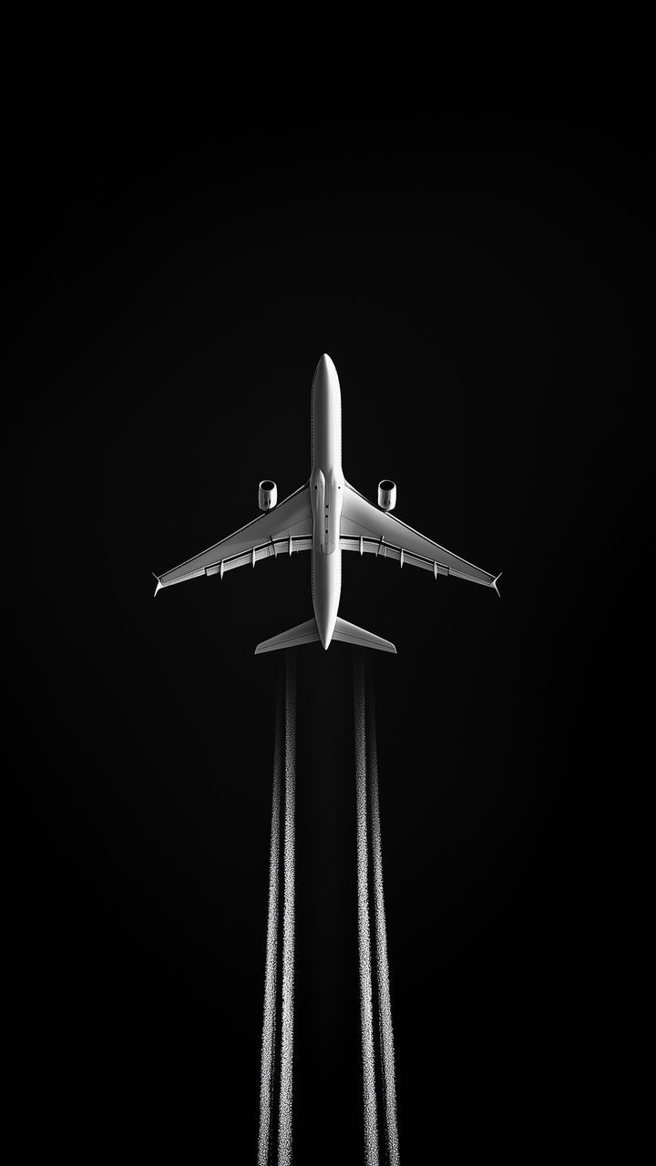 free 4K wallpaper airplane, stripes, aerial view, bw