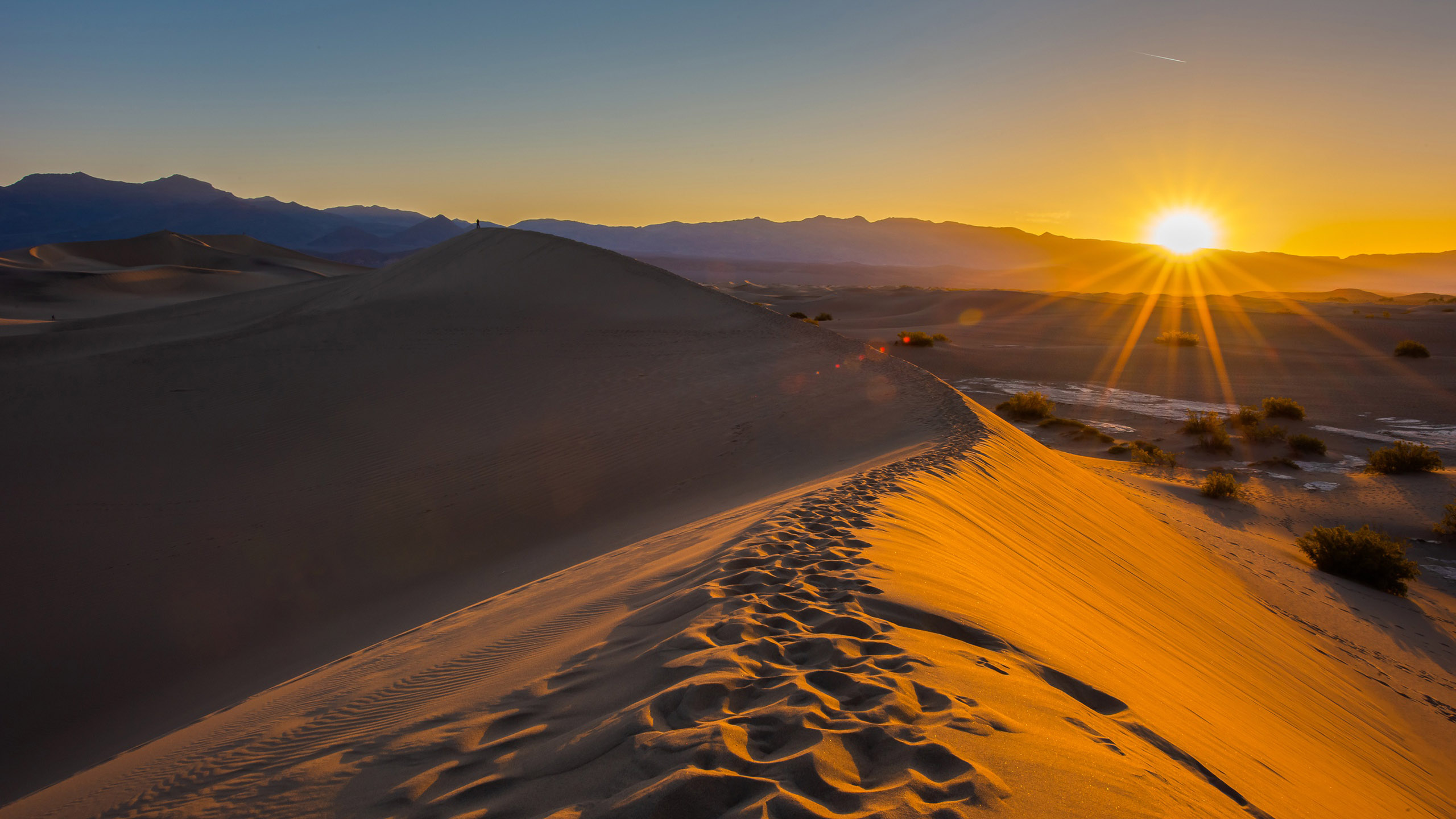 Desert Dune Sand Sky Sun Sunbeam Sunrise HD Nature Wallpaper