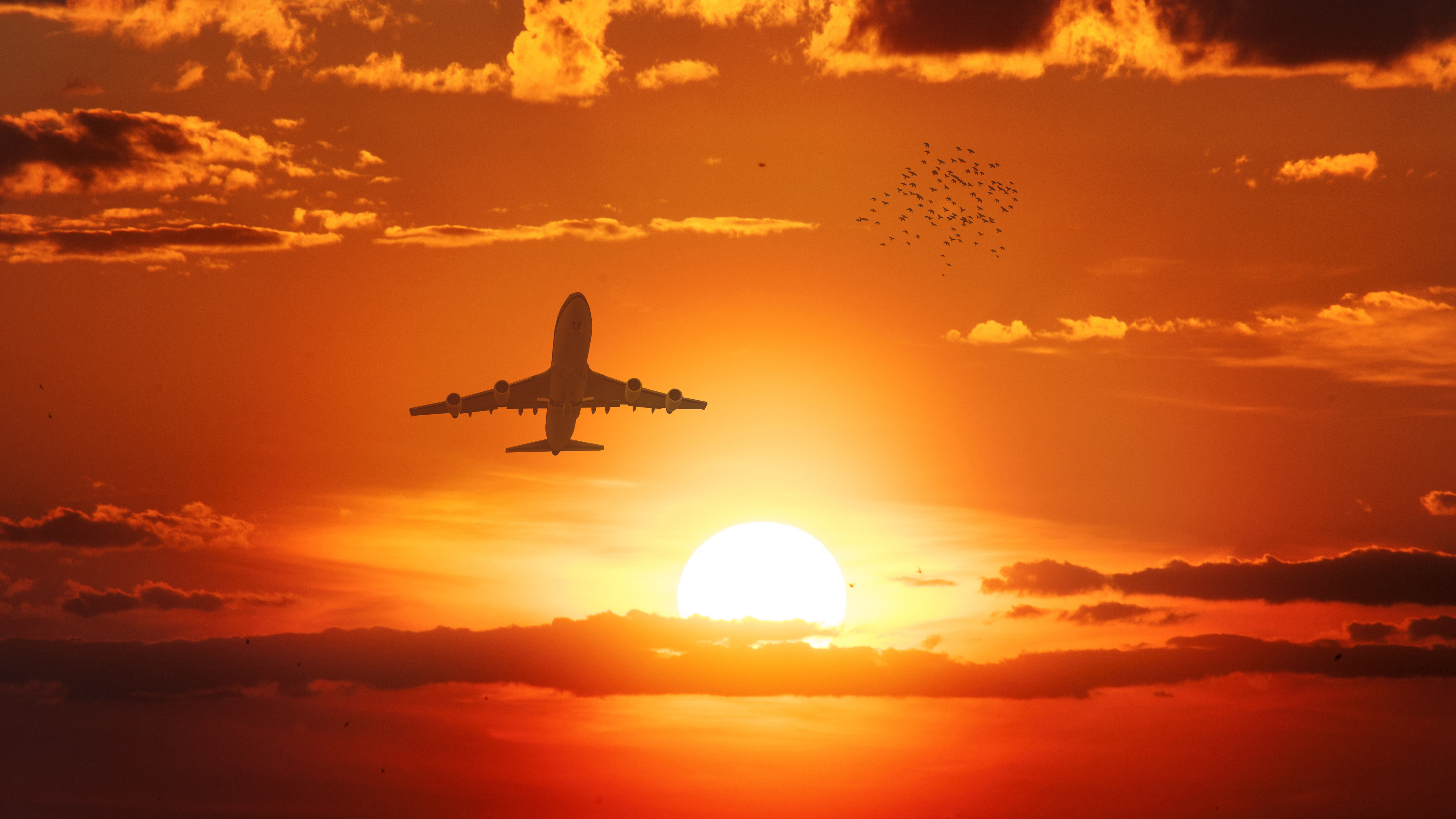 Flight Sunset 4K Wallpaper