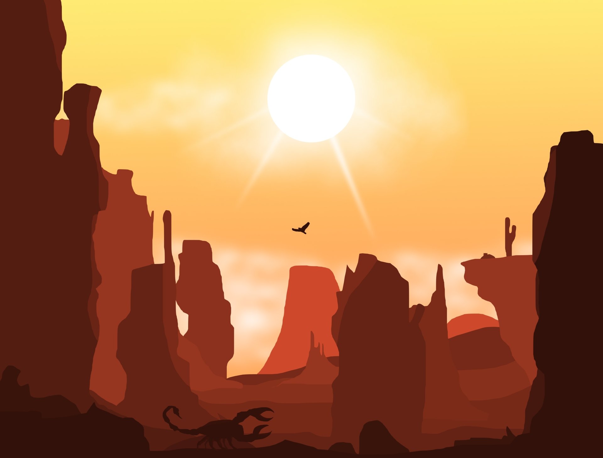 Download Minimalist Scorpion Desert Sun Artistic Nature 4k Ultra HD Wallpaper