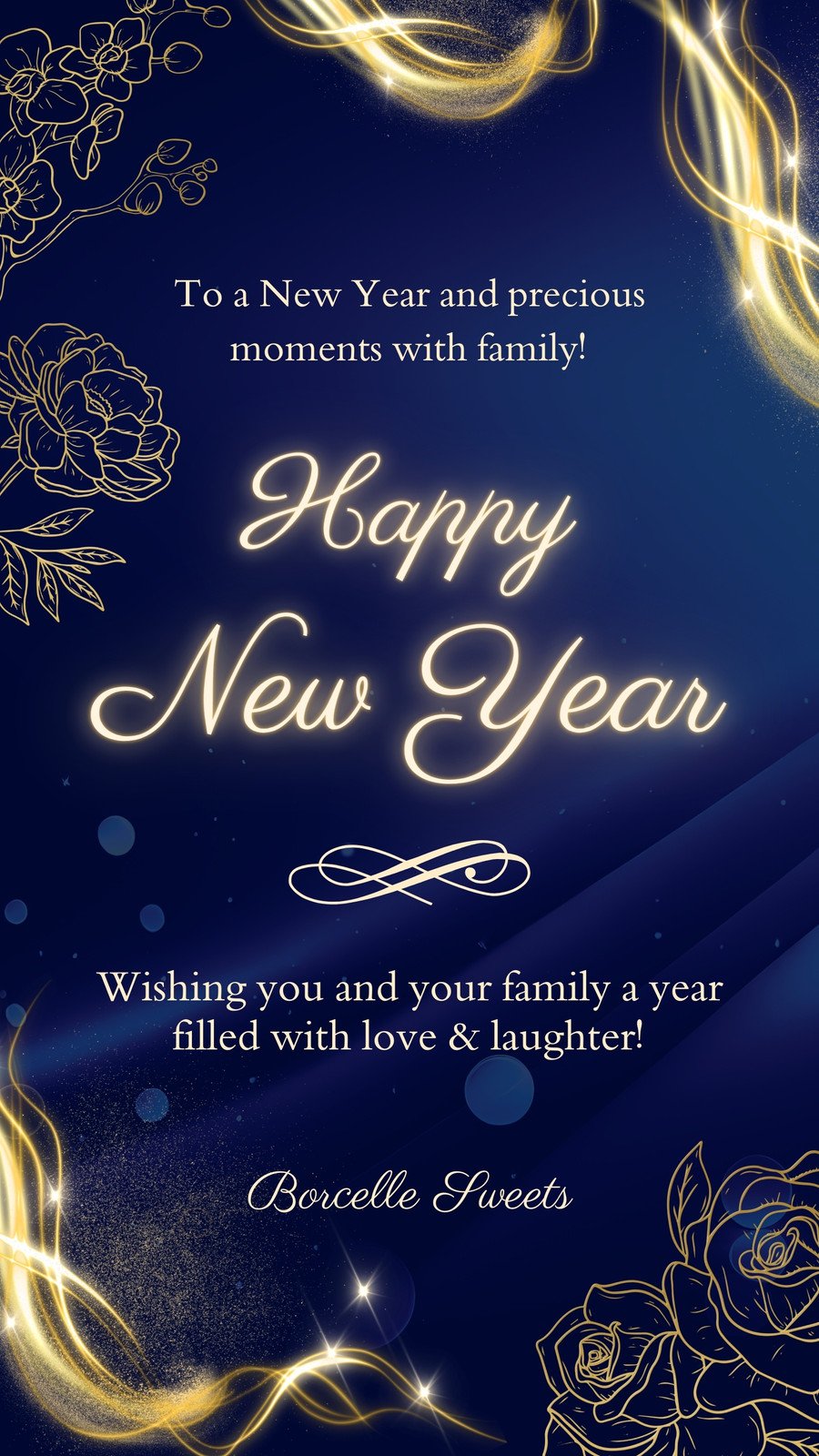 Blue and Gold Business New Year Greeting WhatsApp Status