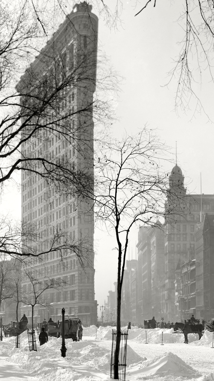 Phone wallpaper: Snow, Retro, Man Made, New York, Black & White, Usa, Winter, House, Cities 1125935