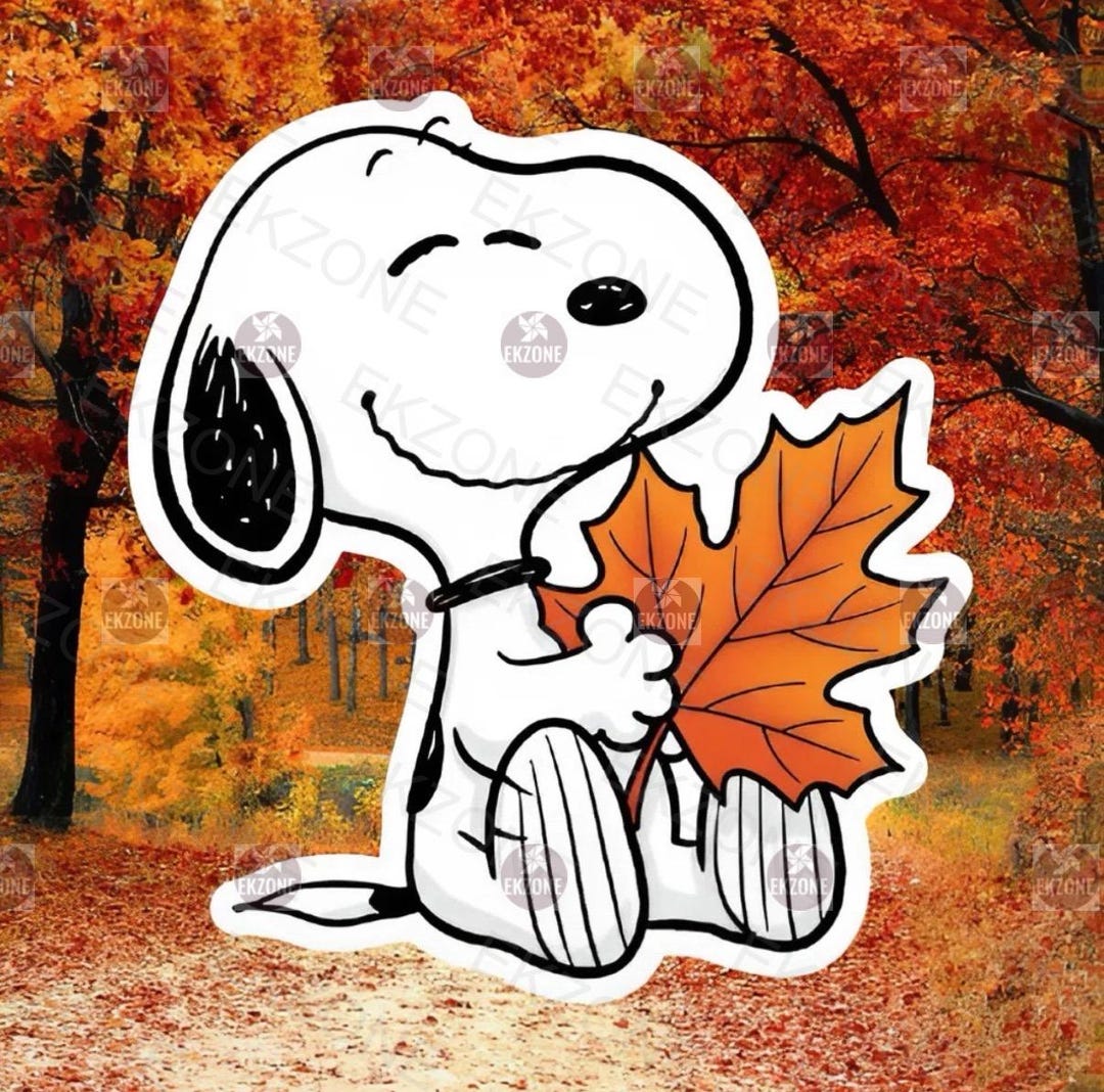Snooop Fall Leaf Sticker. Peanuts