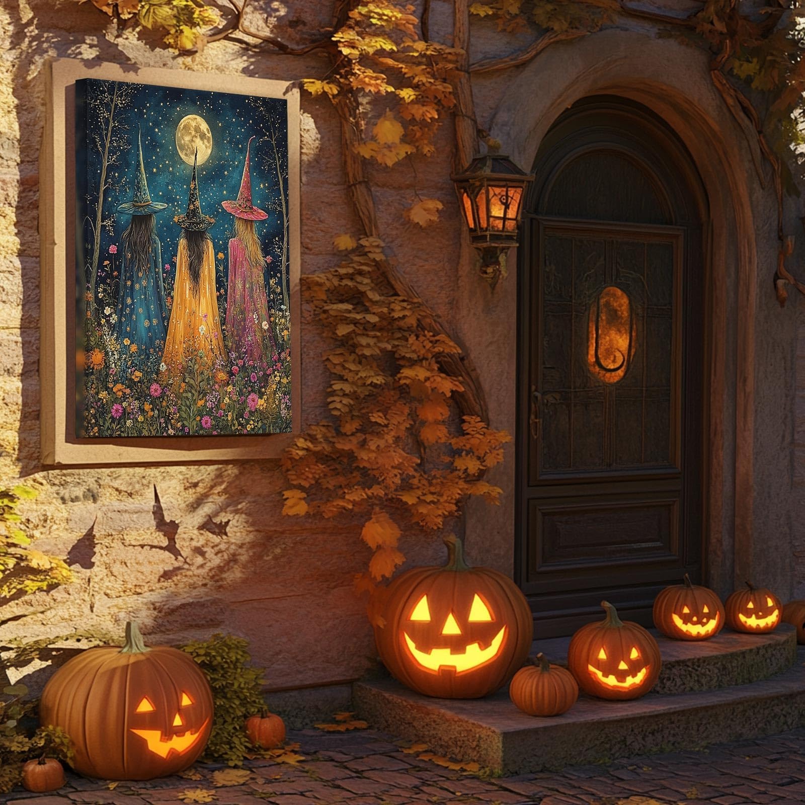 VYPEROCK Halloween Wall Decor, Creepy Halloween Canvas for Wall Art, Mysterious Witches Oil Painting, Scary Canvas Prints for All Hallow's Eve Home Decor, Wall Art for Living Room, Bedroom, 20 x