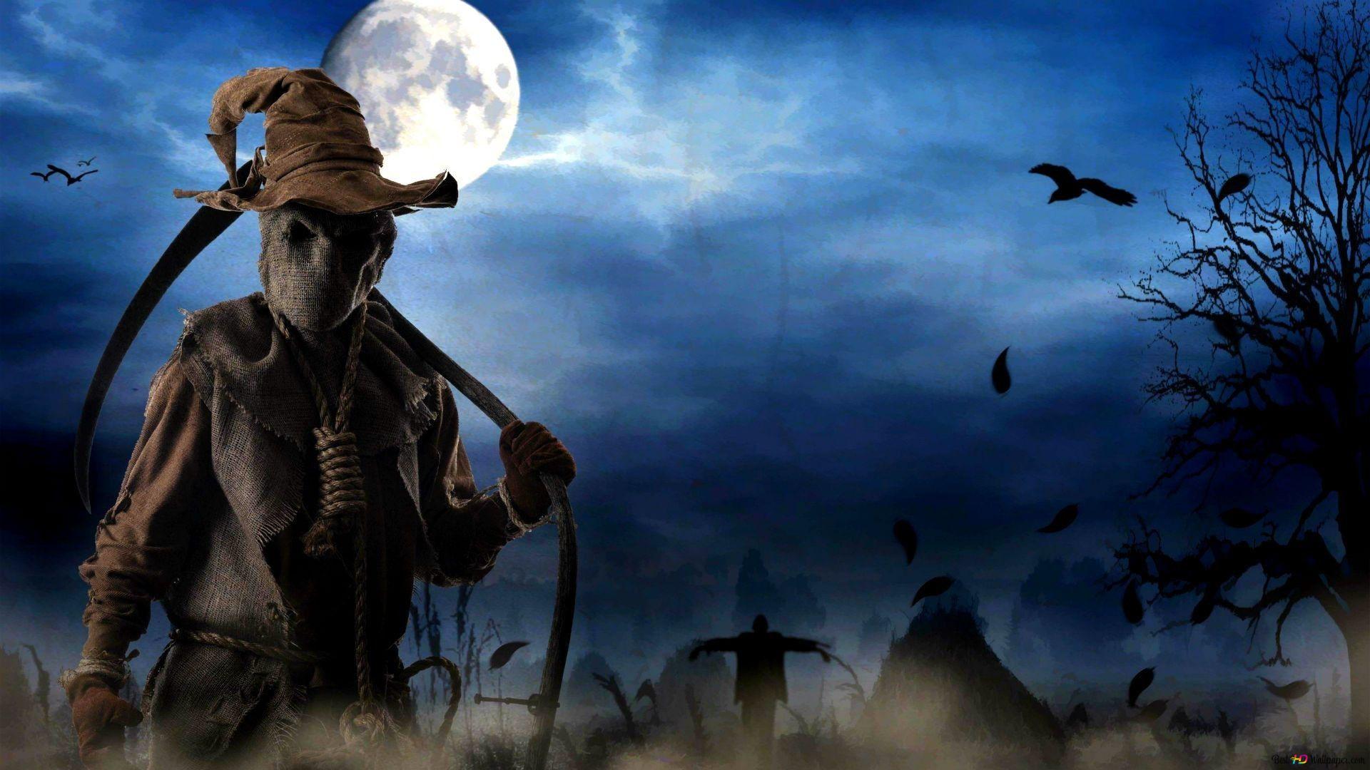 The mysterious man in a hat walking with a grim reaper HD wallpaper download