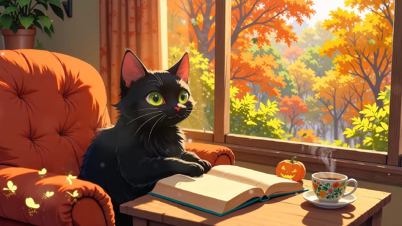 Cats and Fall Serenity Window