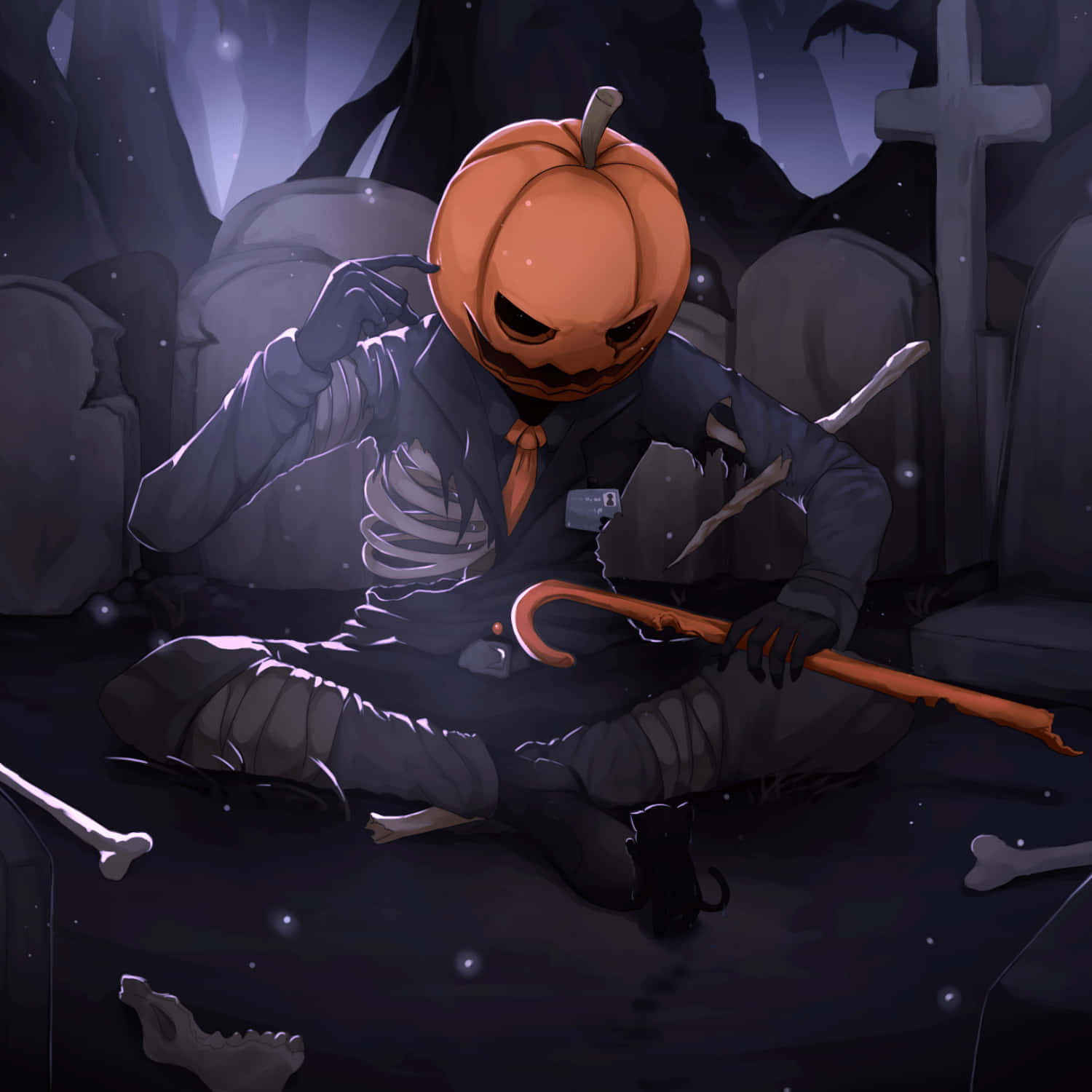 Download Halloween Pumpkin Man Anime PFP Aesthetic Wallpaper