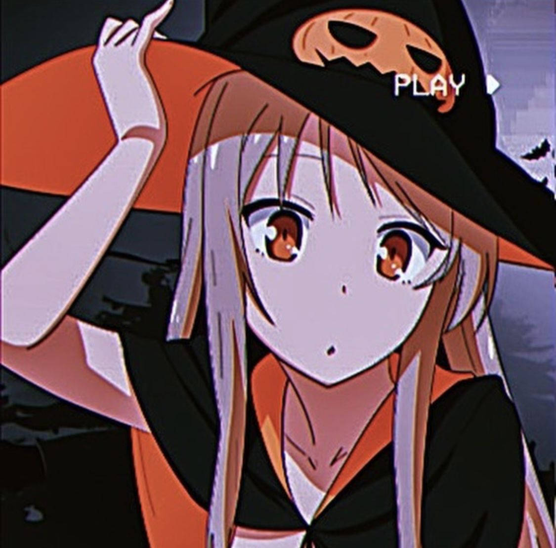 Download Anime Witch Girl Halloween PFP Wallpaper