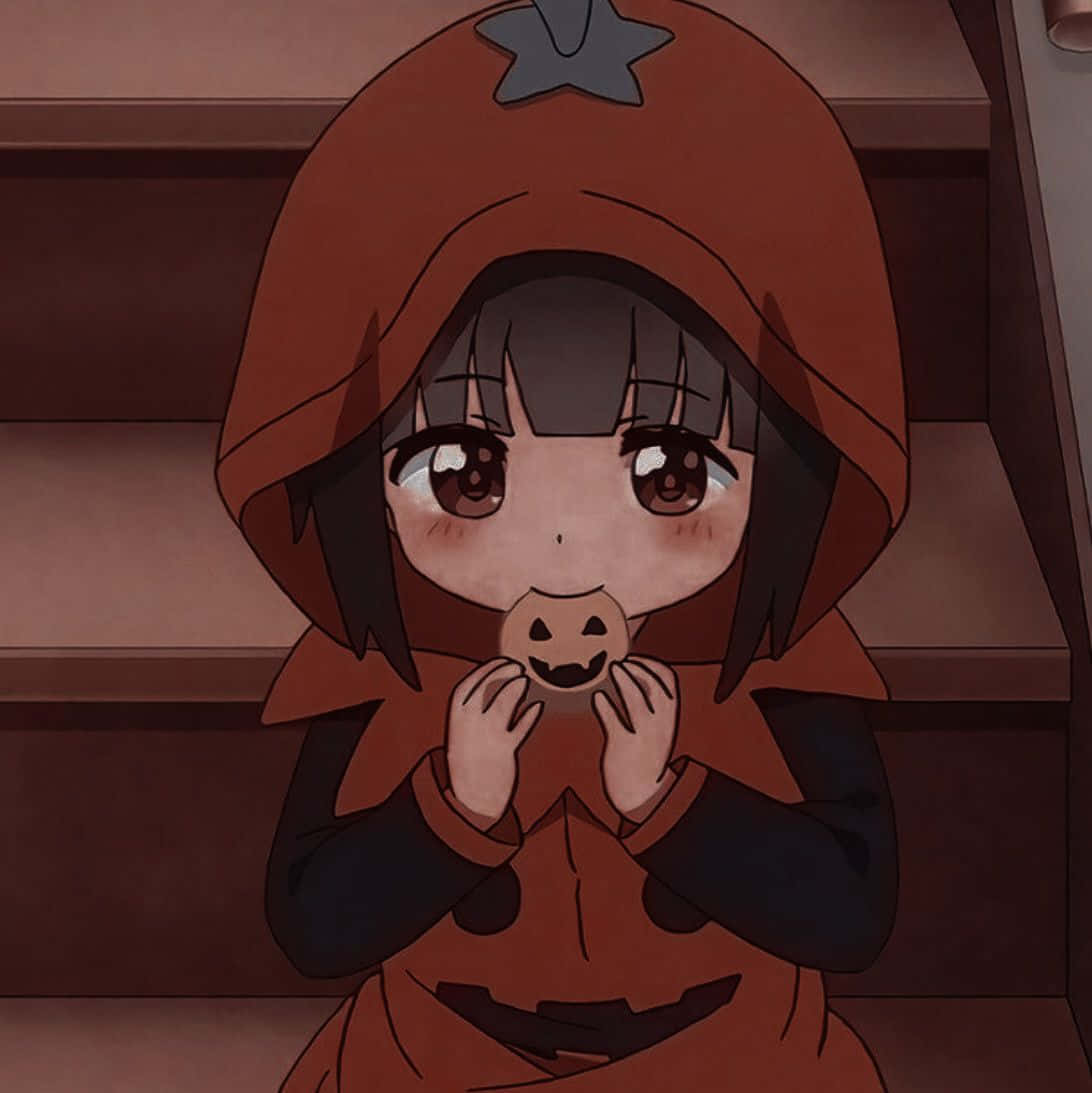 Download An anime girl dressed in a spooky Halloween costume Wallpaper