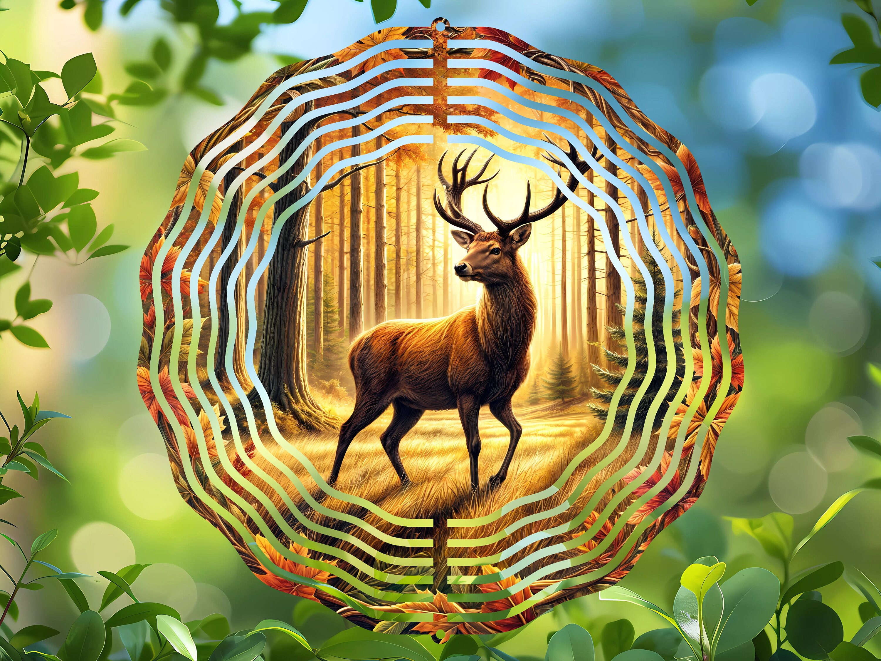 Forest Deer Autumn Scene, Wildlife Art Print, Fall Woodland Digital Download, Nature Home Decor, DIY Craft, Instant Wall Art