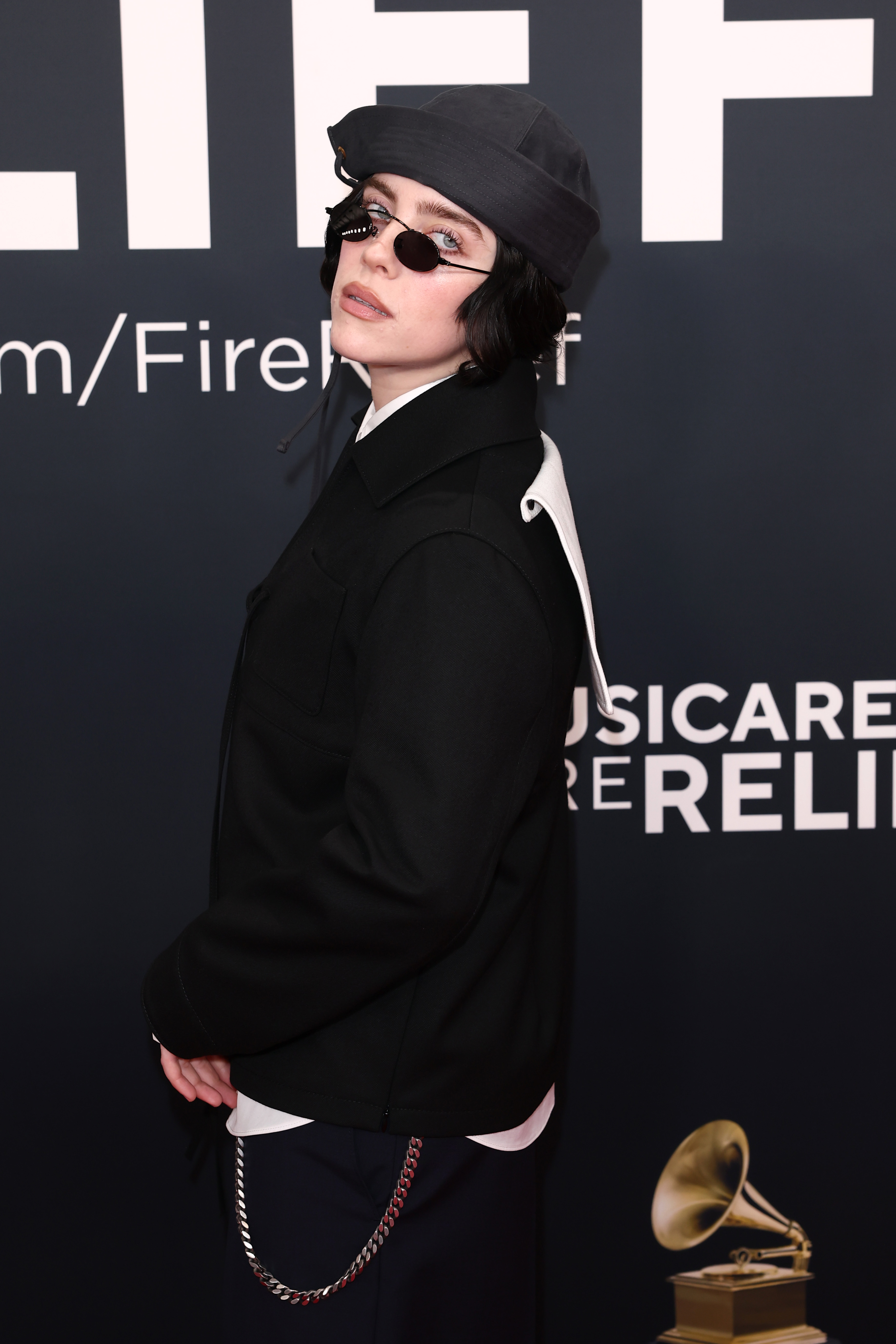 Billie Eilish Wears Black And White Prada On Grammys 2025 Red Carpet