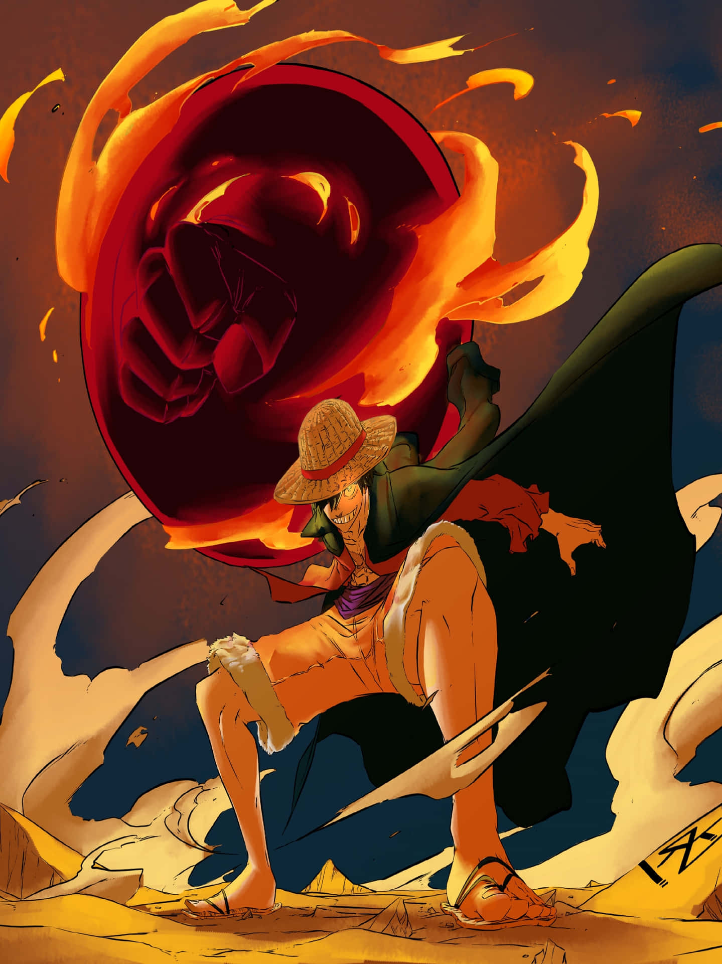 Download One Piece Luffy Fire Fist Attack Wallpaper