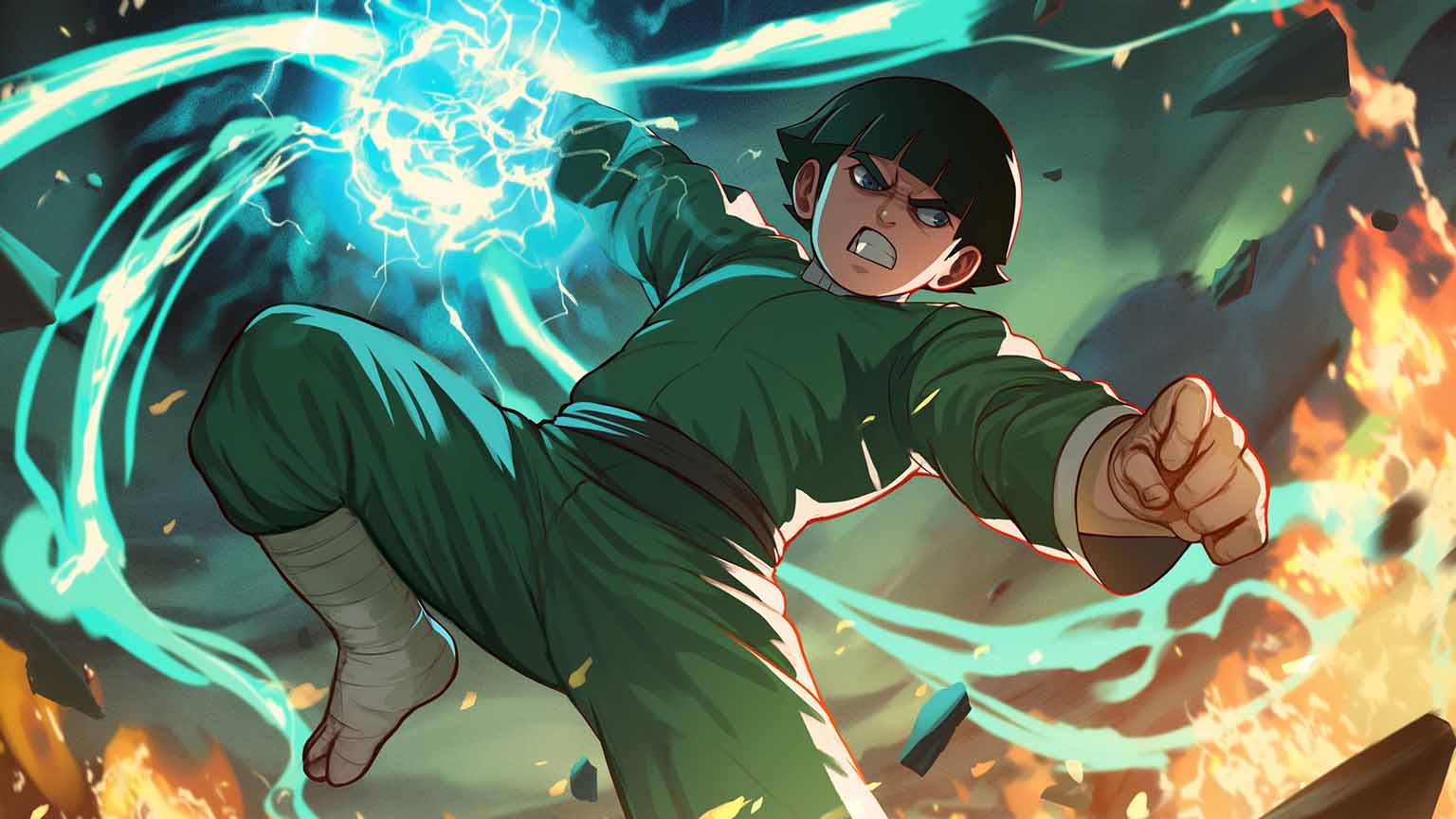 Free Naruto Rock Lee Fierce Attack Desktop Wallpaper