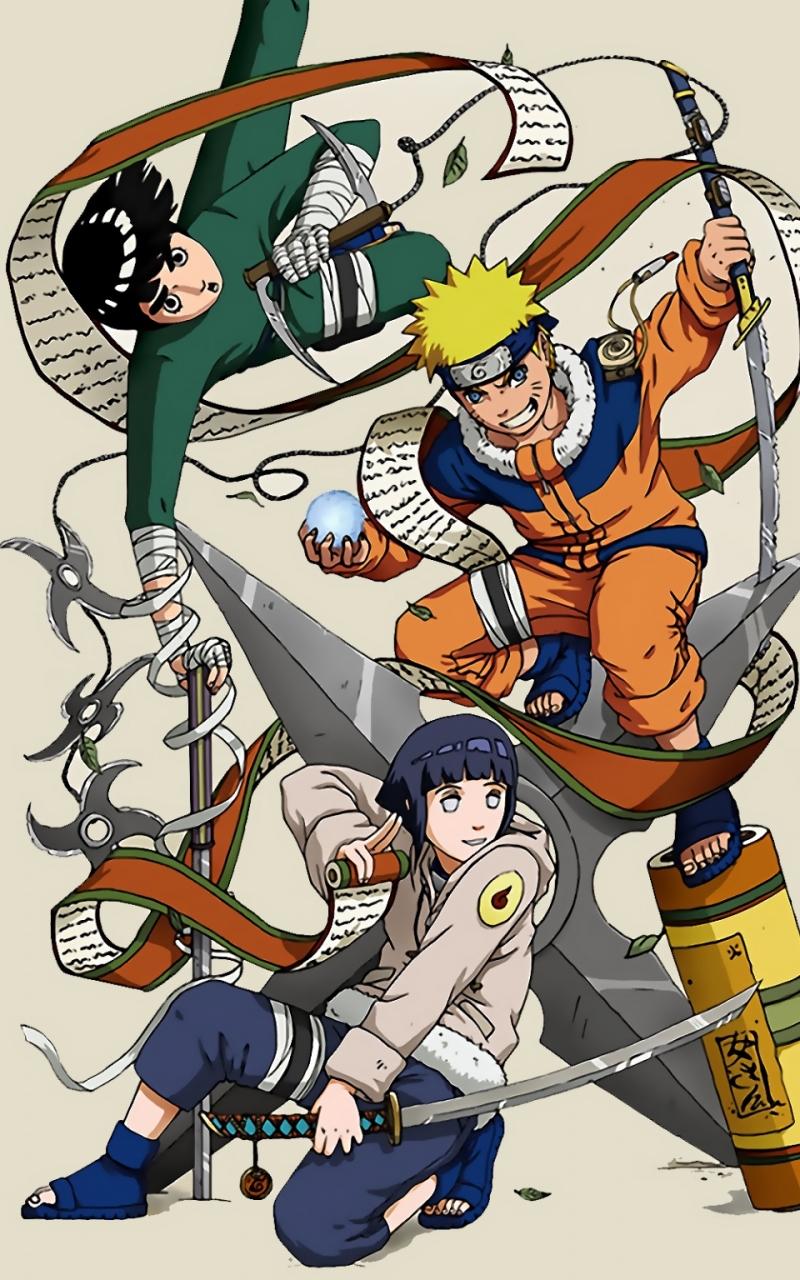 Phone wallpaper: Naruto, Anime, Naruto Uzumaki, Hinata Hyuga, Rock Lee 1136349