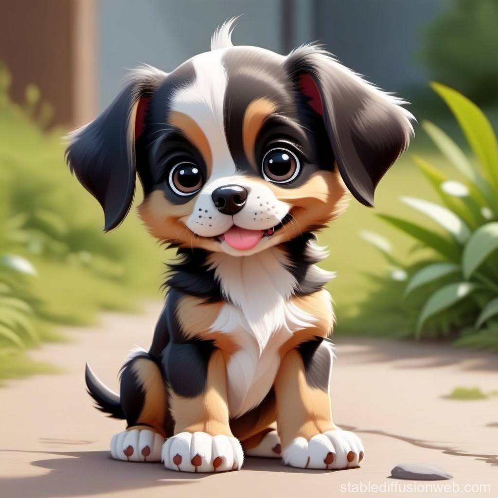 cartoon cute puppy with big paws Prompts. Stable Diffusion Online