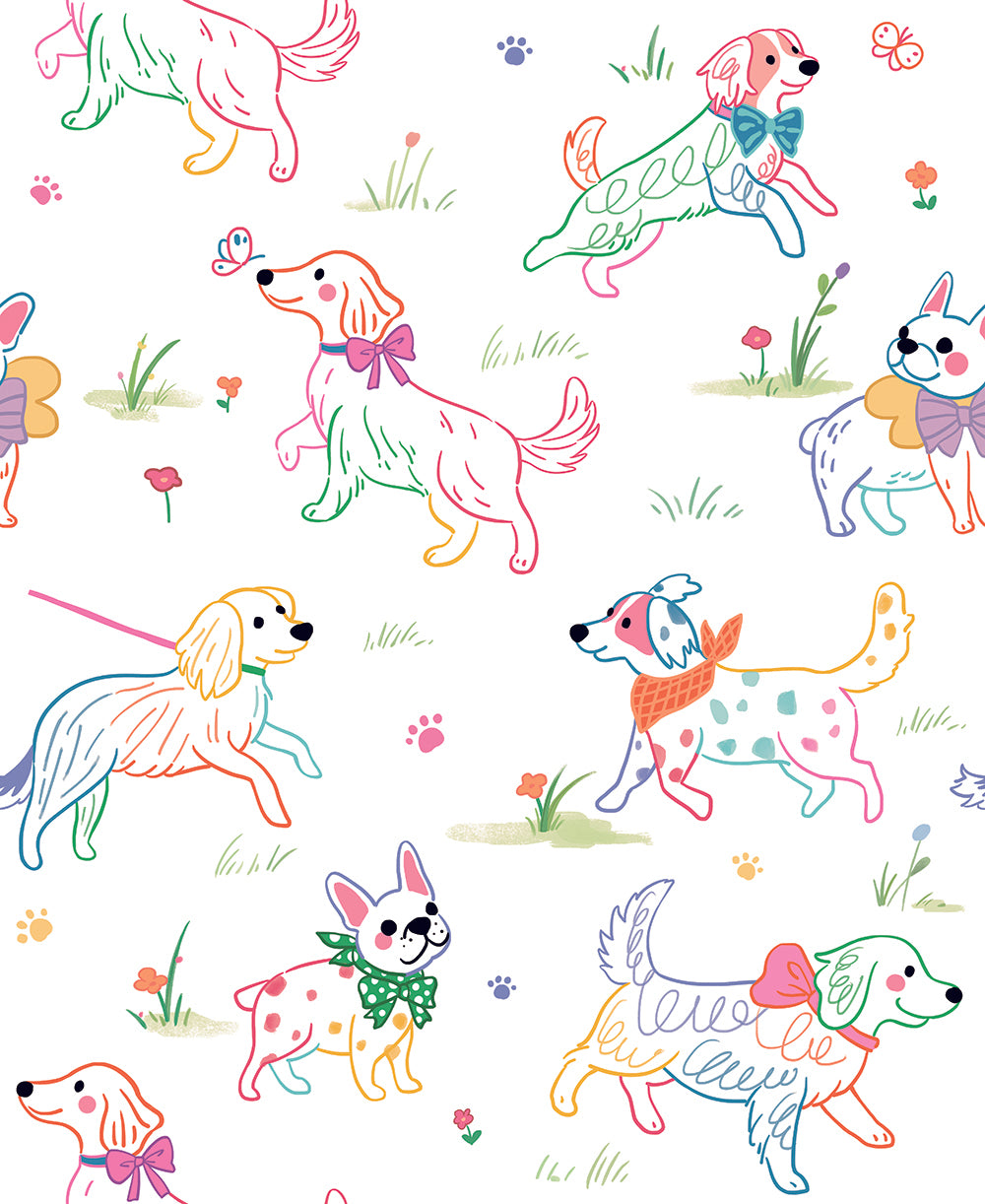 Cute Cartoon Colorful Puppy Dog Wallpaper