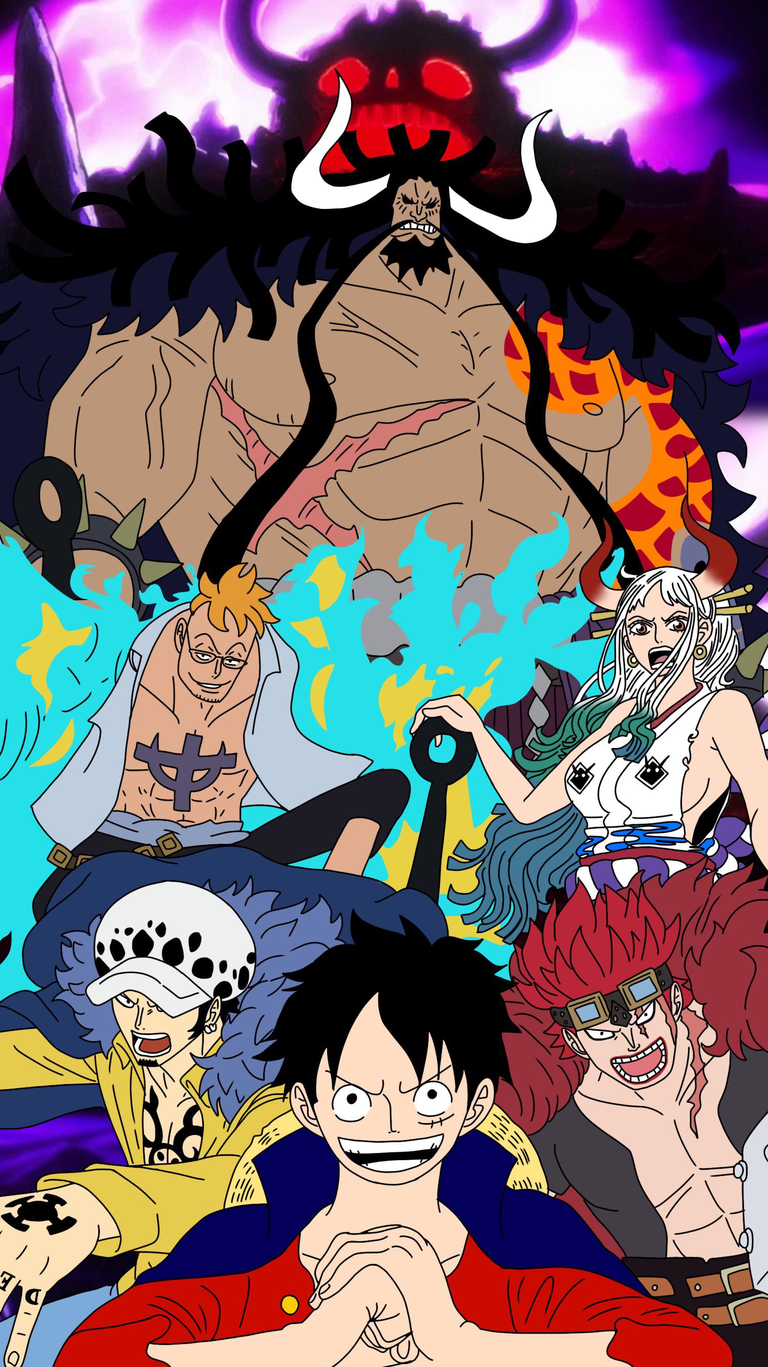 Base colors and no shading yet, a wallpaper I made of Onigashima