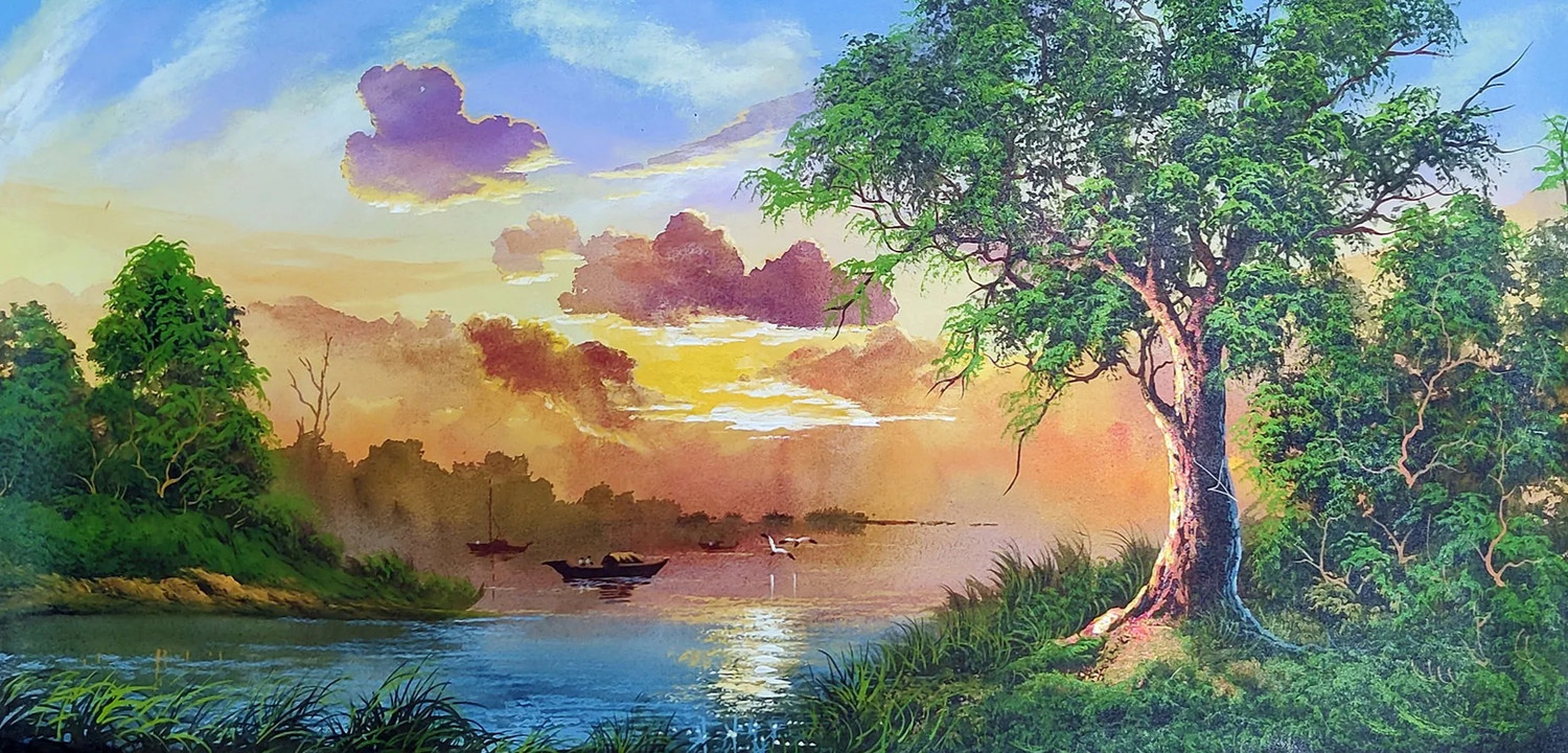 Buy Peaceful Scenery Landscape Painting, Landscape, Nature Painting Online