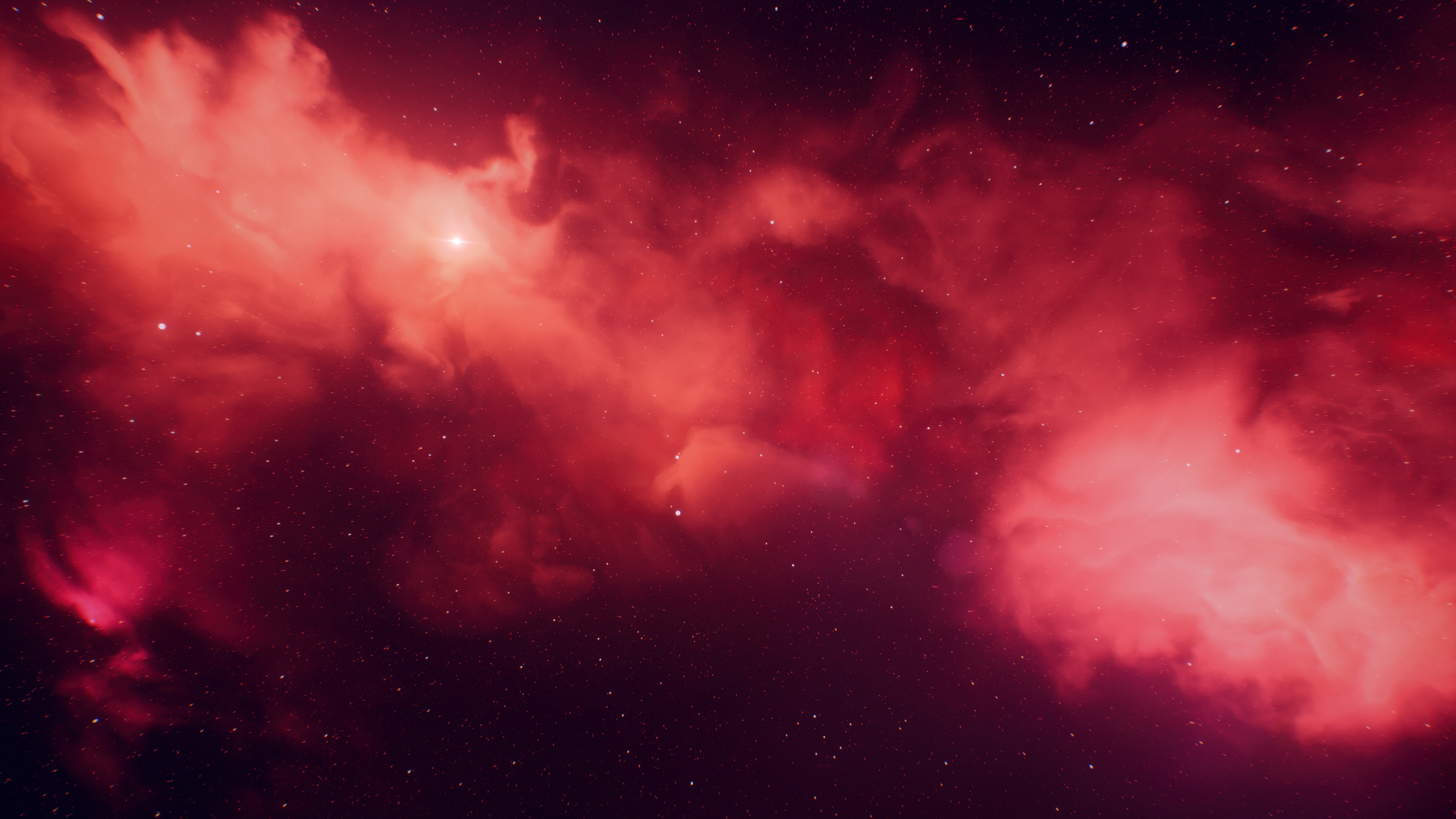 Starry sky Wallpaper 4K, Red aesthetic, Clouds, Deep space