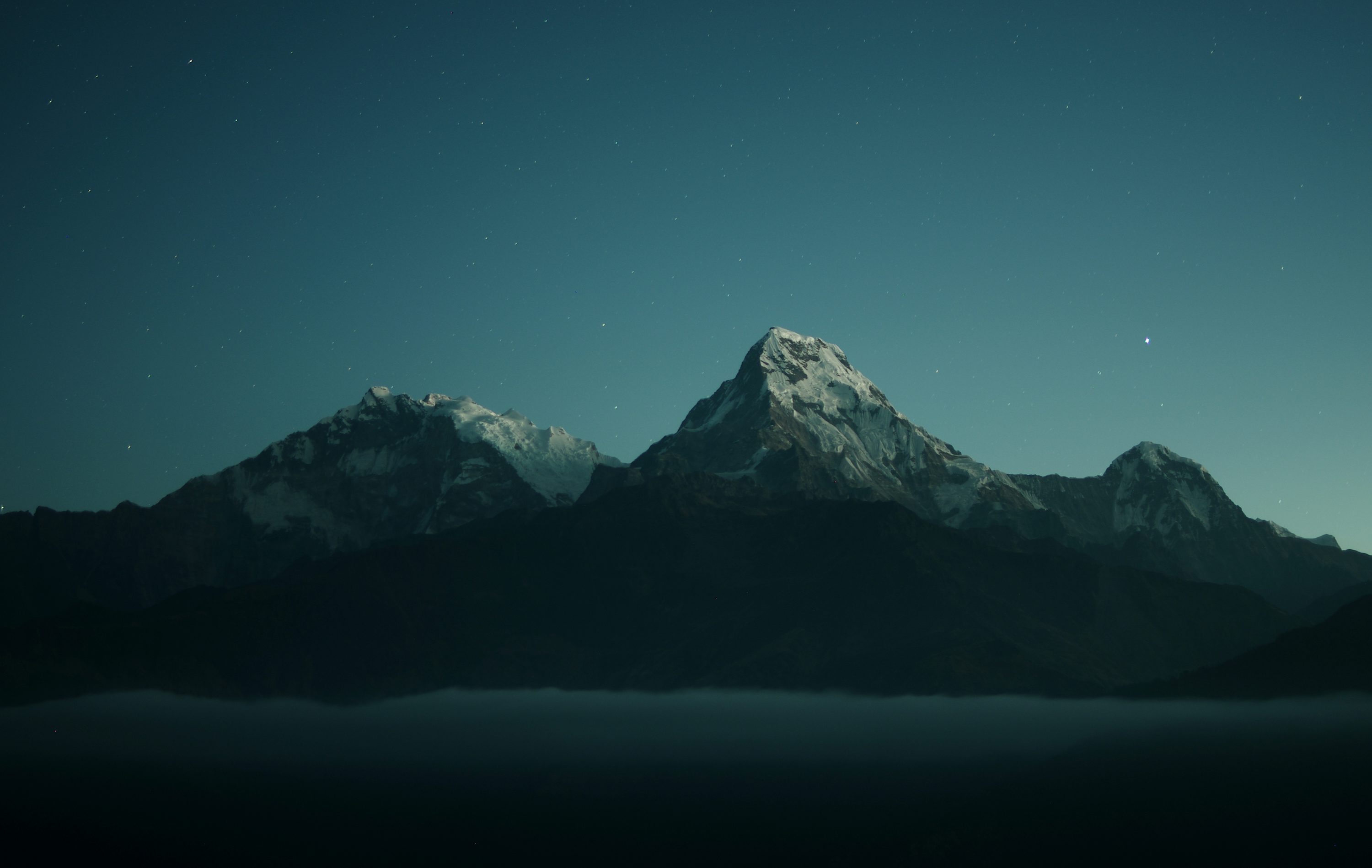 Mountains Wallpaper 4K, Blue Sky, Mountain range, Fog
