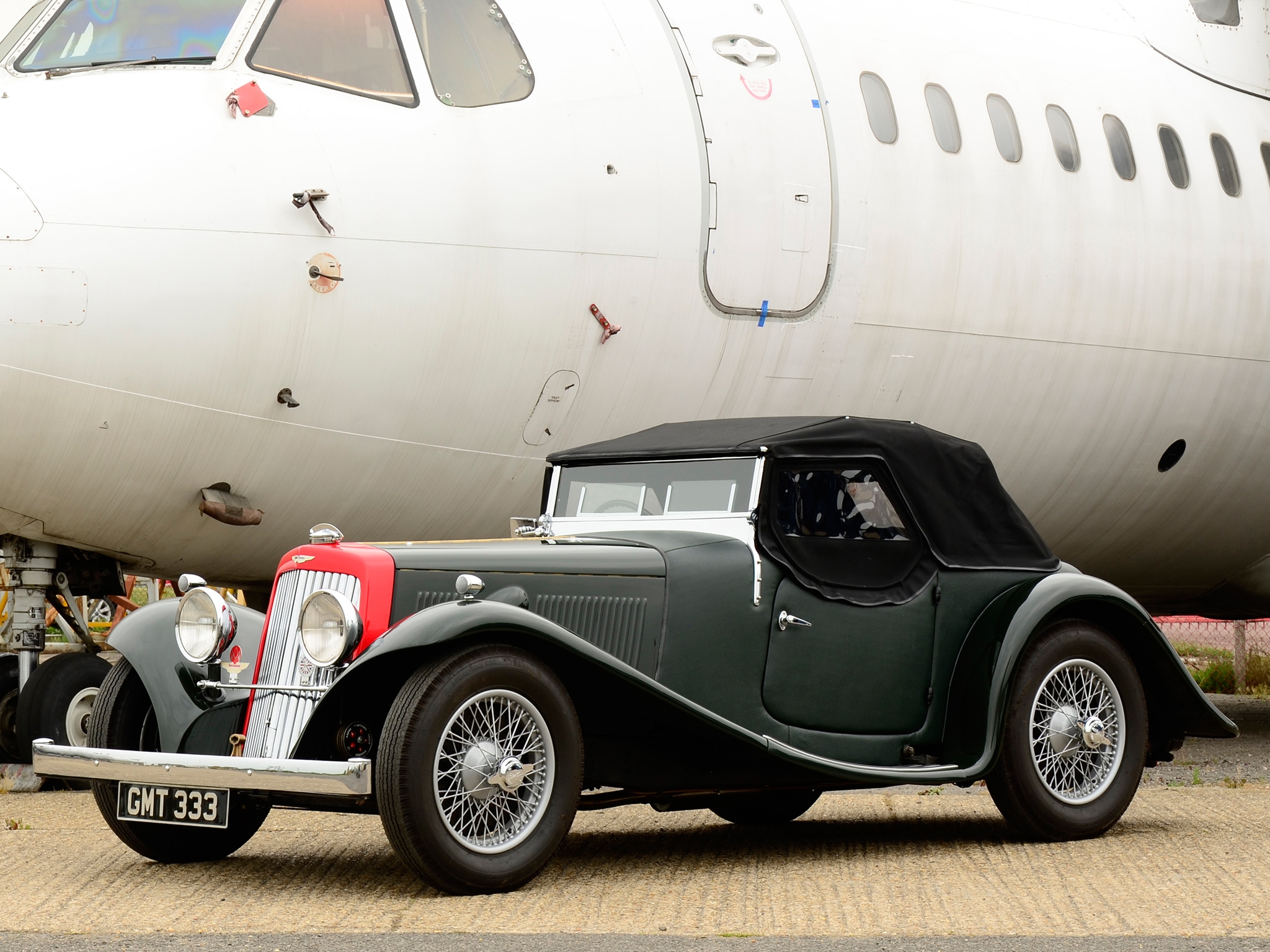 Phone wallpaper: Plane, Cars, Auto, Aston Martin, Side View, Airplane, Style, 1937 99670