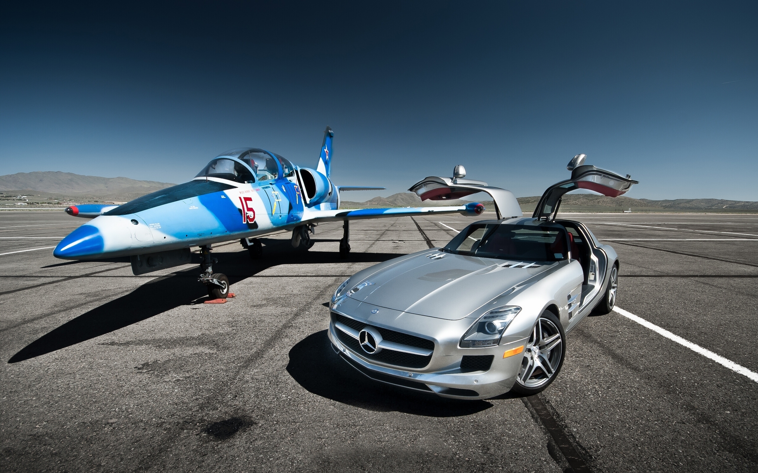 Wallpaper The Plane, Mercedes Benz SLS AMG, Aero L 39 Albatros For Mobile And Desktop, Section Mercedes, Resolution 2560x1600