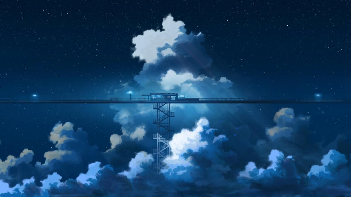 Wallpaper wallpaper anime train station scenic stars from godlike image and screensavers