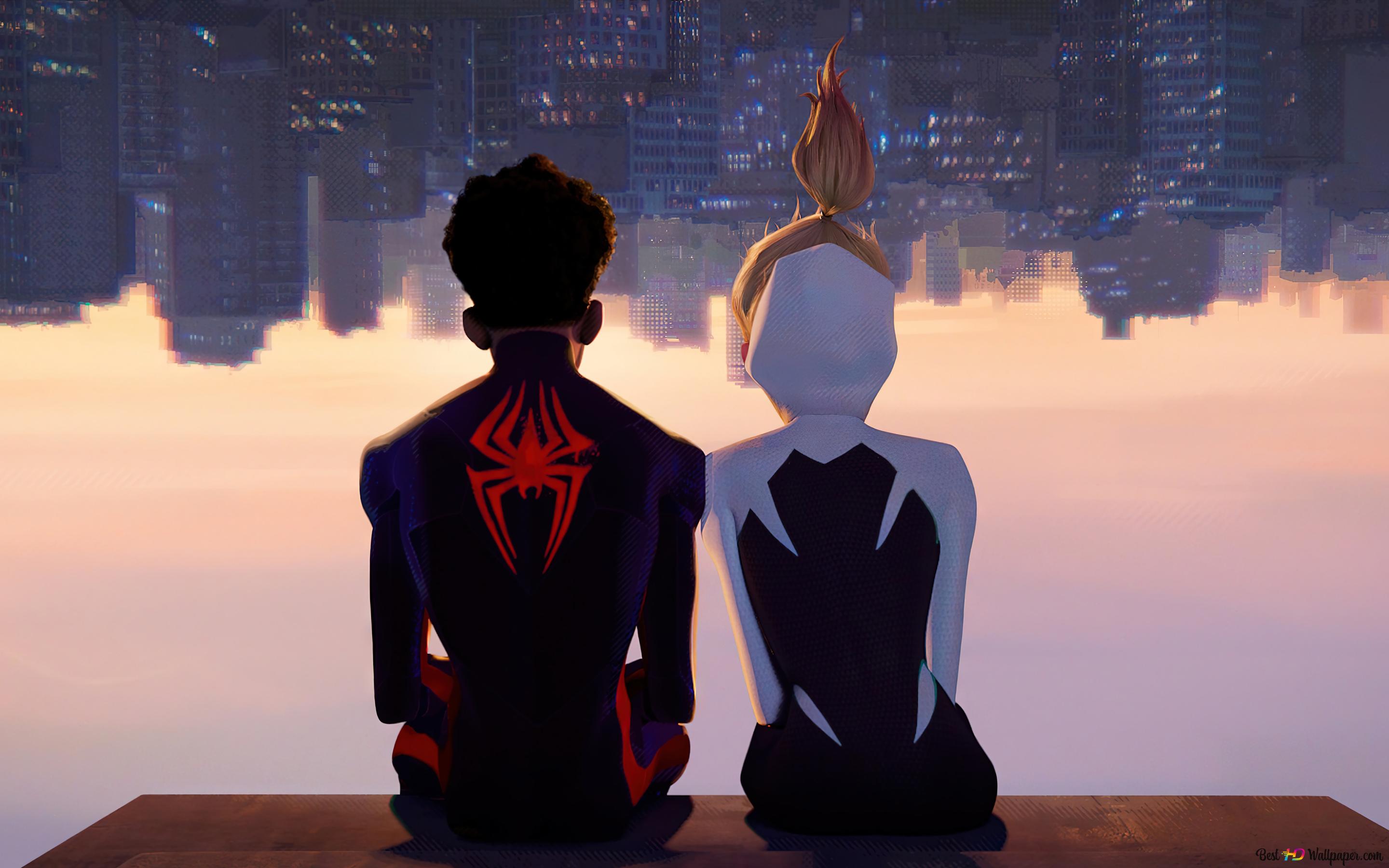 Miles Morales And Spider Gwen From Spider Man: Across The Spider Verse 4K Wallpaper Download