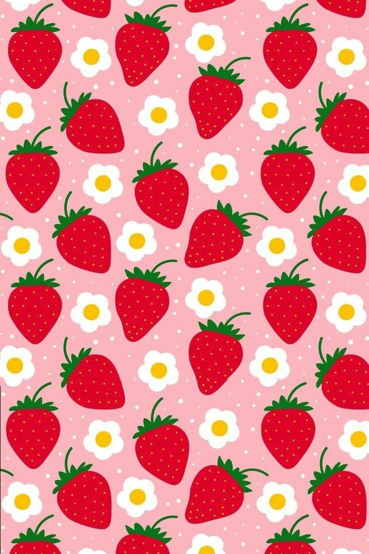 Colorful and Cute Strawberry Background