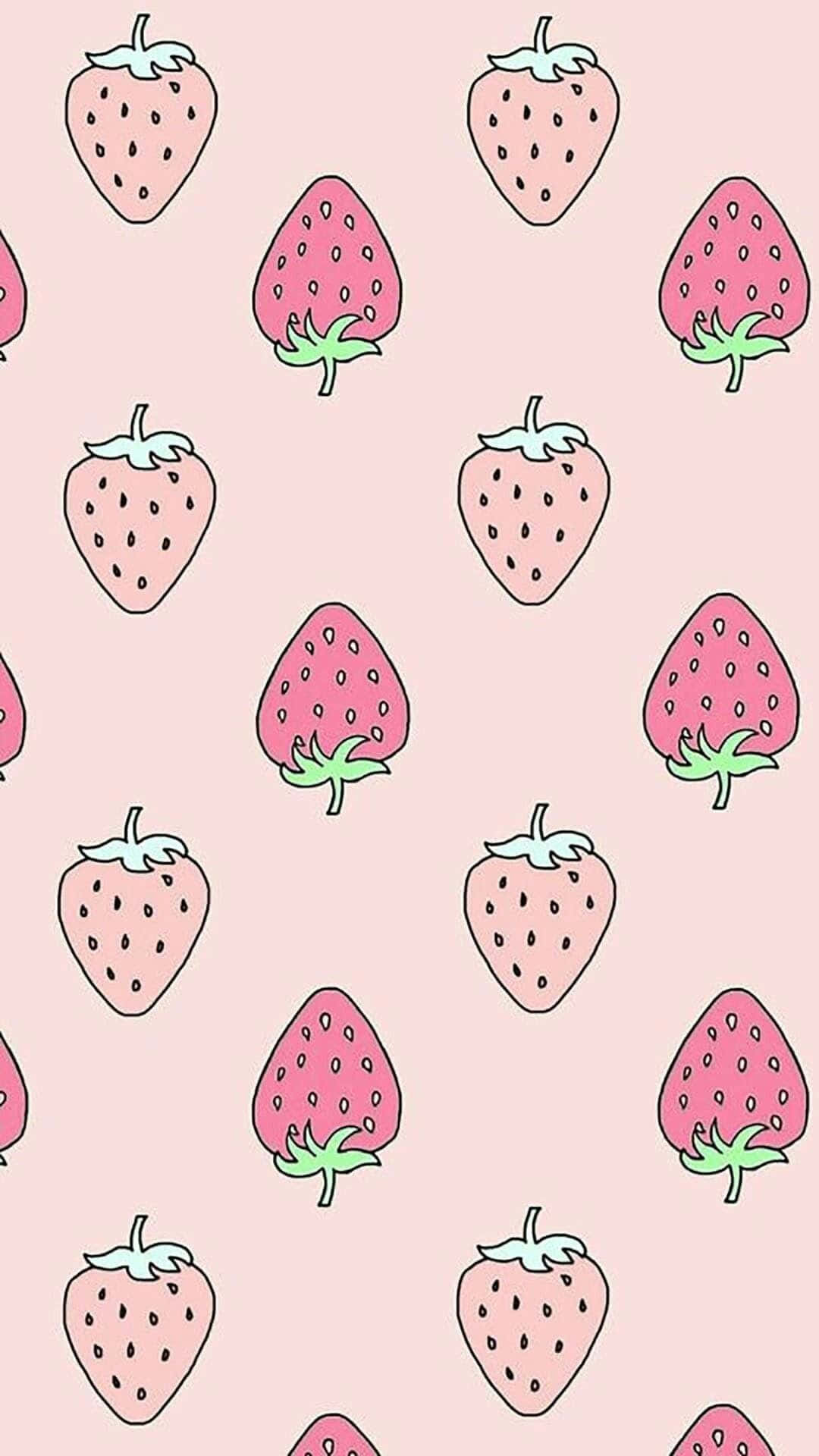 Download Pink Cute Strawberry Pattern Art Wallpaper