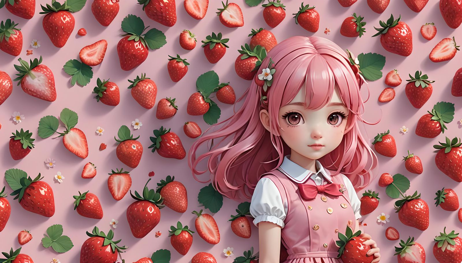 strawberry wallpaper cartoon cute pink red pastel