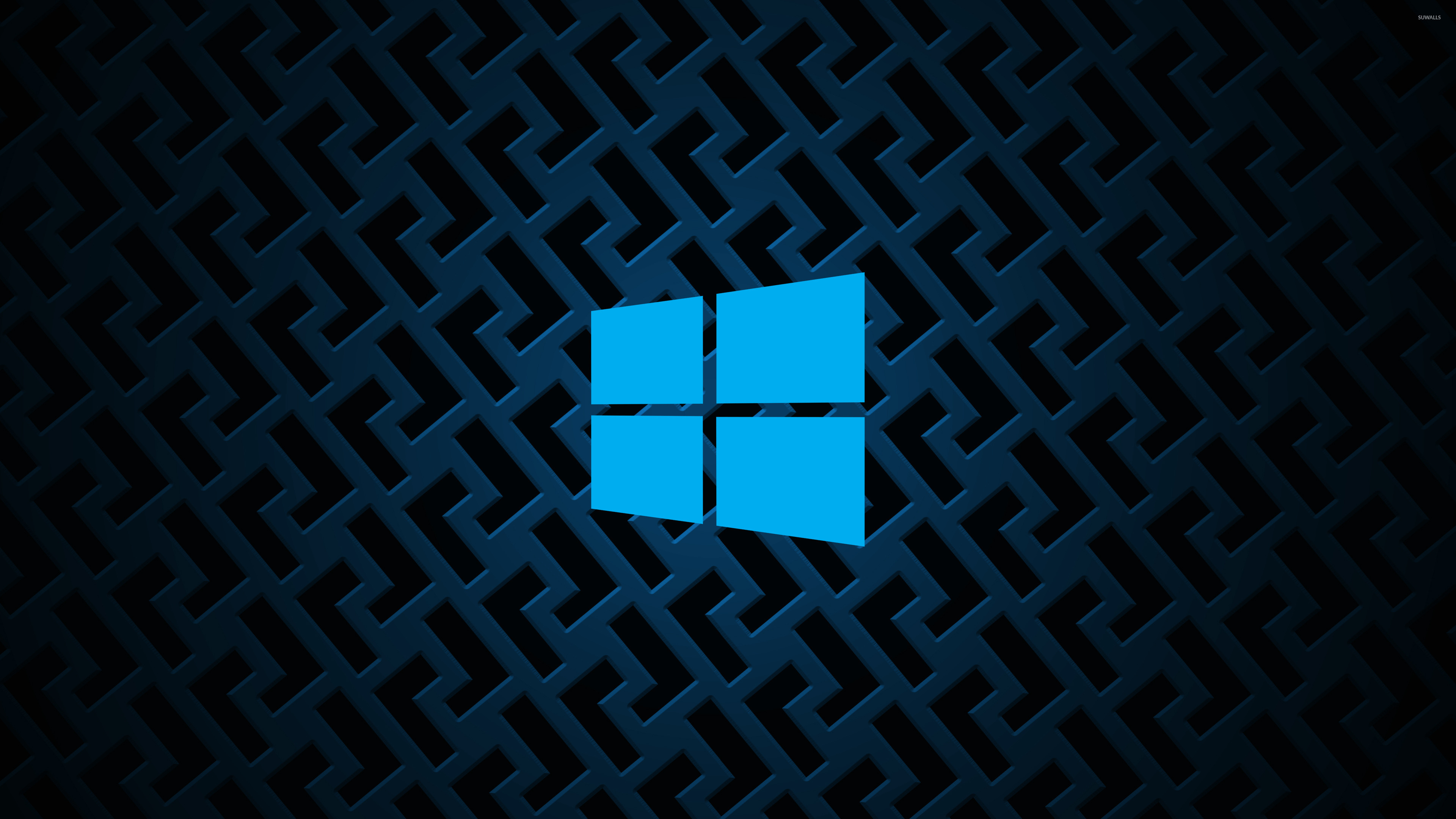 Windows 10 on metallic grid simple blue logo wallpaper wallpaper