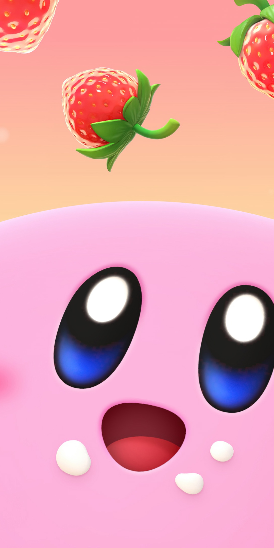 Kirby Wallpaper 4K, Strawberries, Cute cartoon