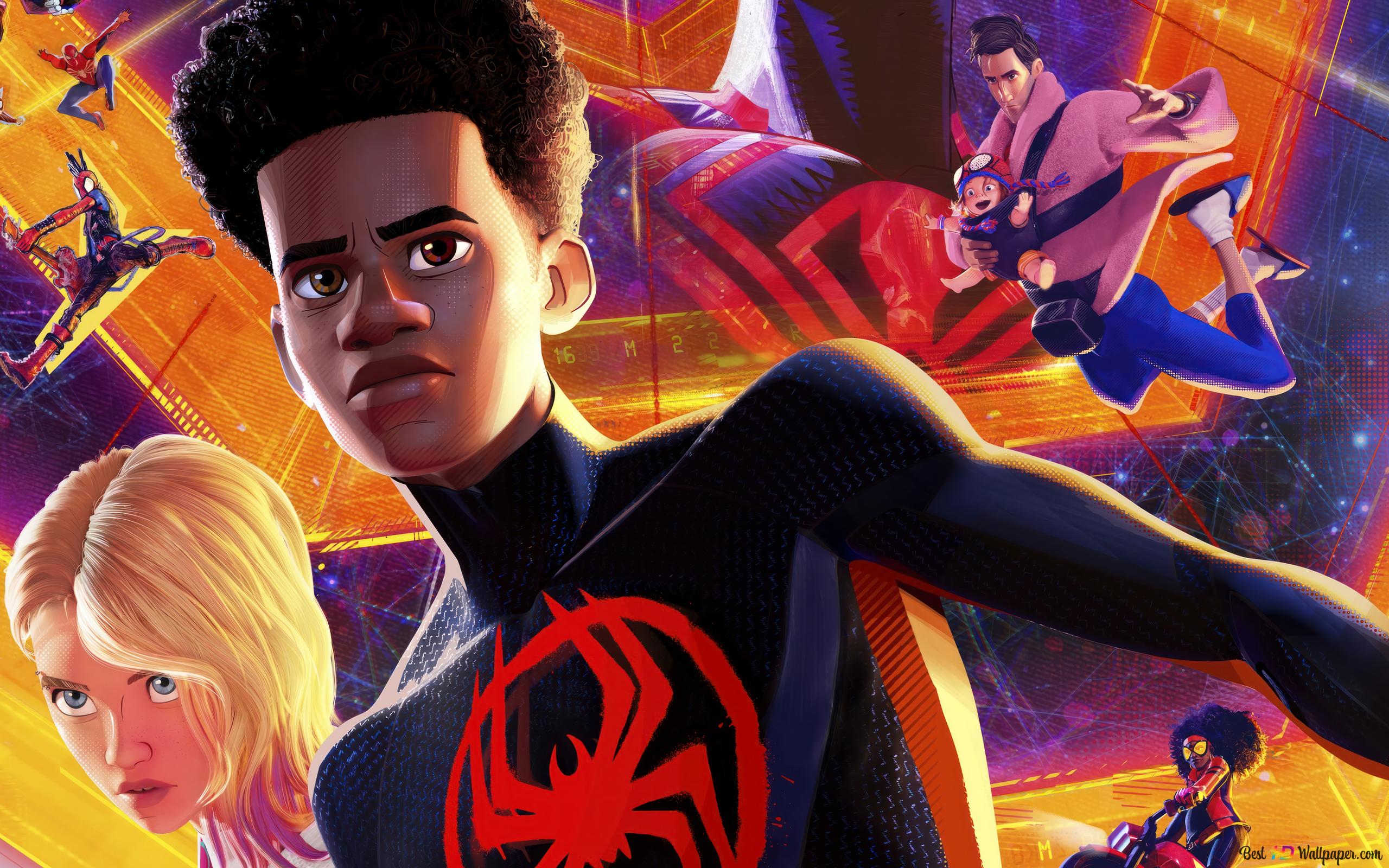 Miles Morales And Gwen Stacy Superhero From Spider Man: Across The 4K Wallpaper Download