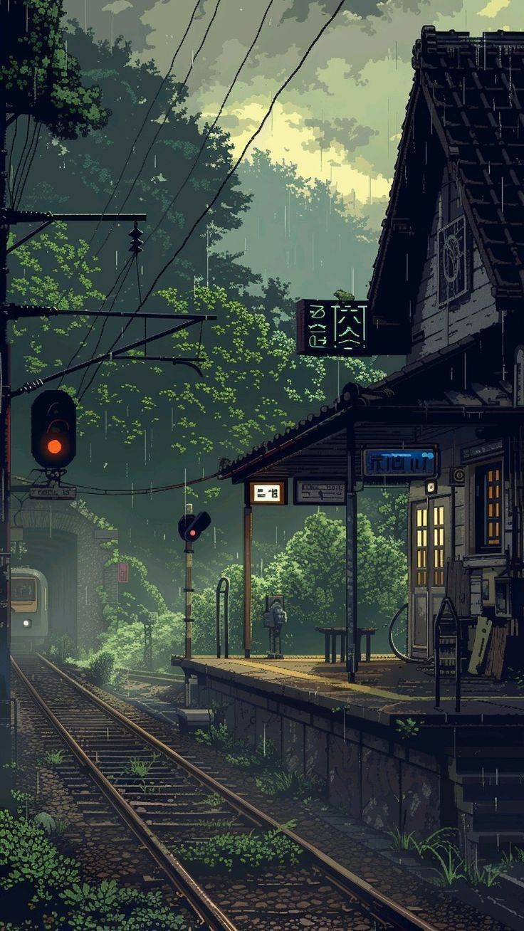 Enchanting Train Station in the Forest