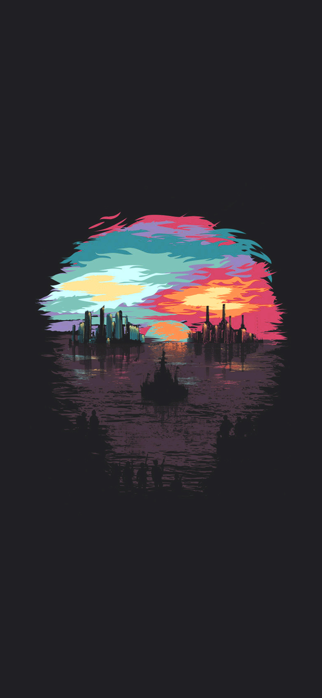 iPhone X wallpaper. dystopia art illustration minimal dark