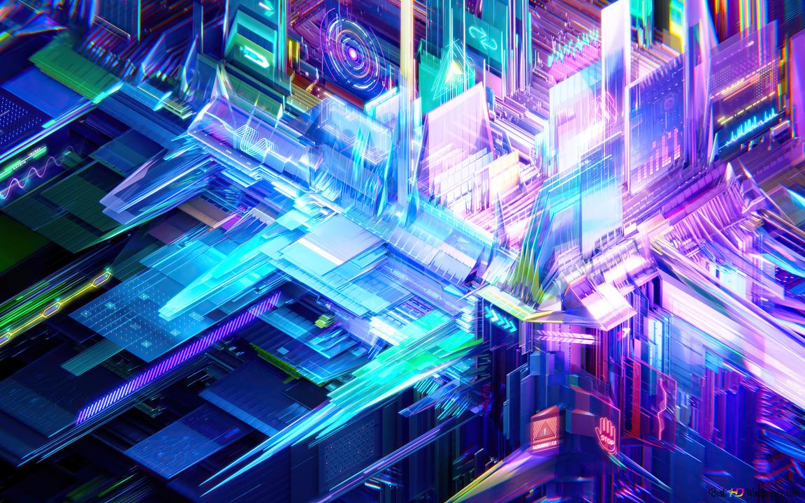 Abstract view of colorful shapes and lights 4K wallpaper download
