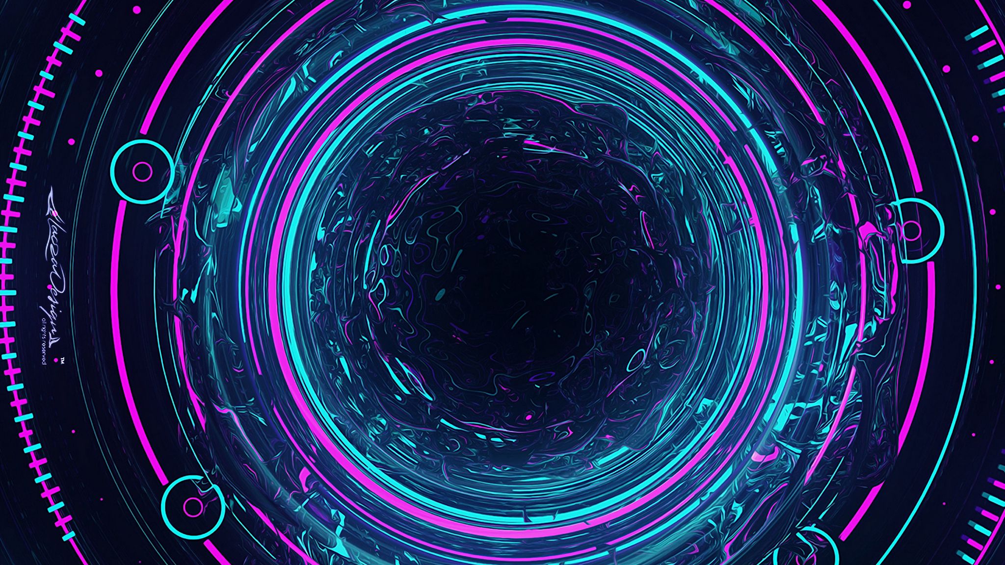Download wallpaper 2048x1152 circles, glow, backlight, blue, purple, art ultrawide monitor HD background