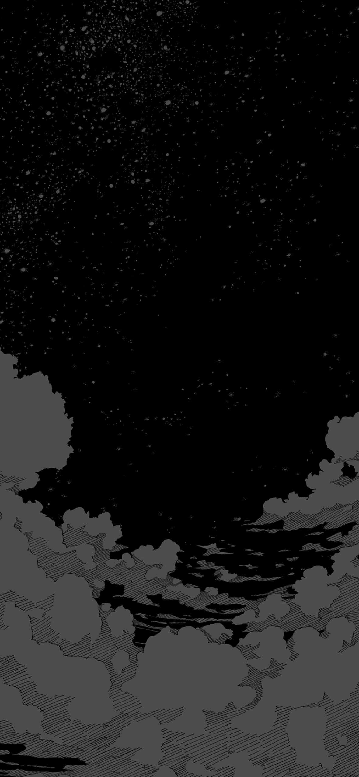 White Clouds Space White Stars on Black Wallpaper iPhone HD