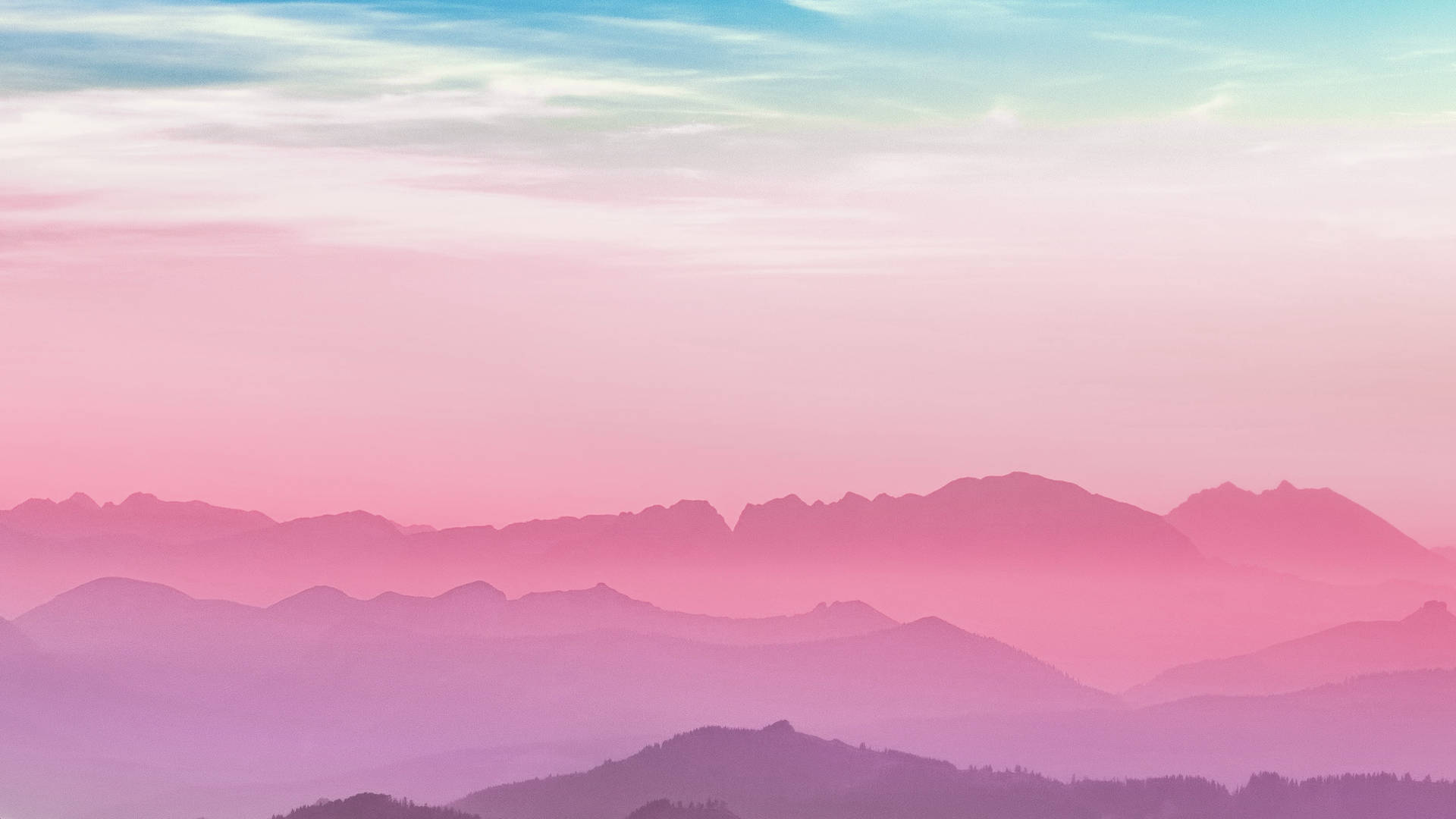 Download Pastel Minimalist Scenic Mountain Range Wallpaper