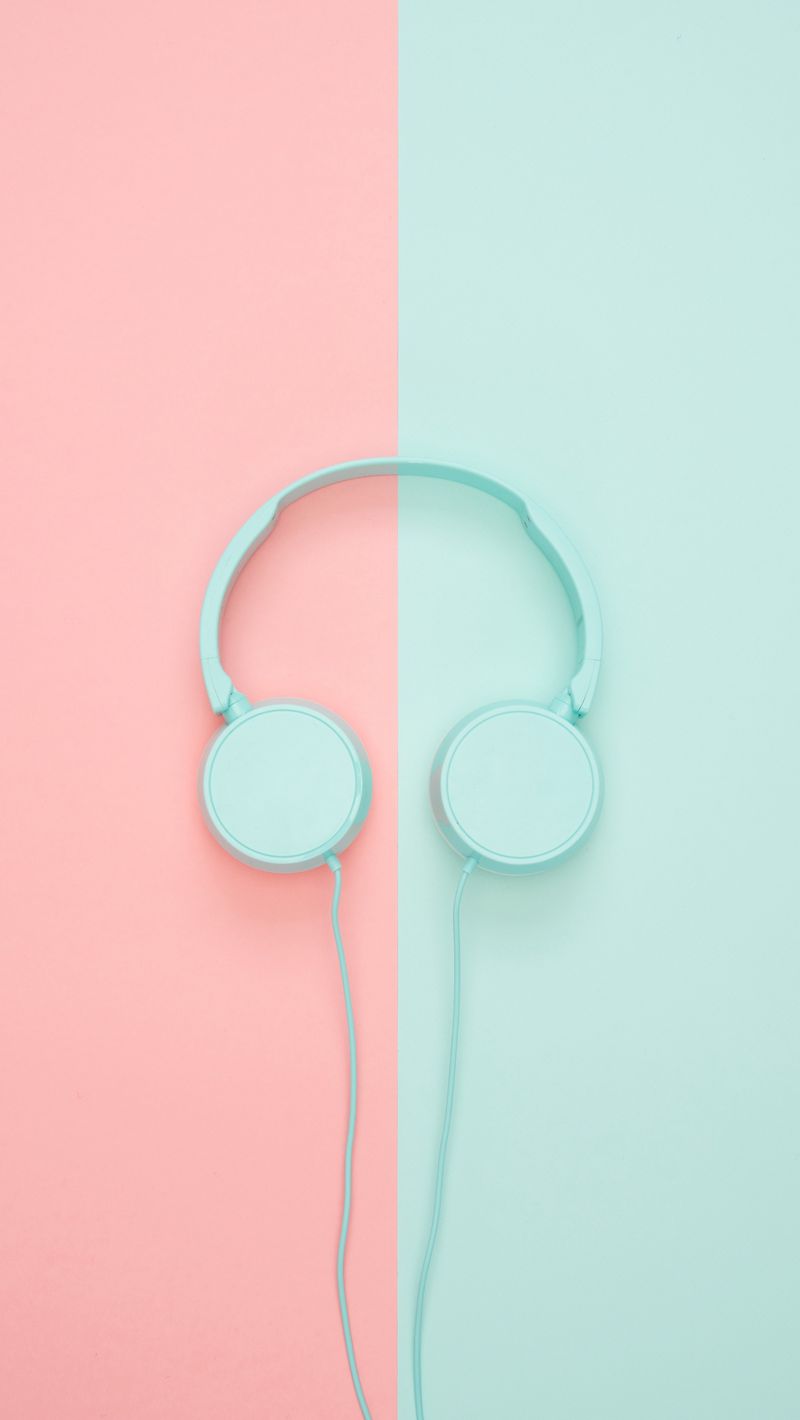 Download Wallpaper 800x1420 Headphones, Minimalism, Pastel, Pink Iphone Se 5s 5c 5 For Parallax HD Background
